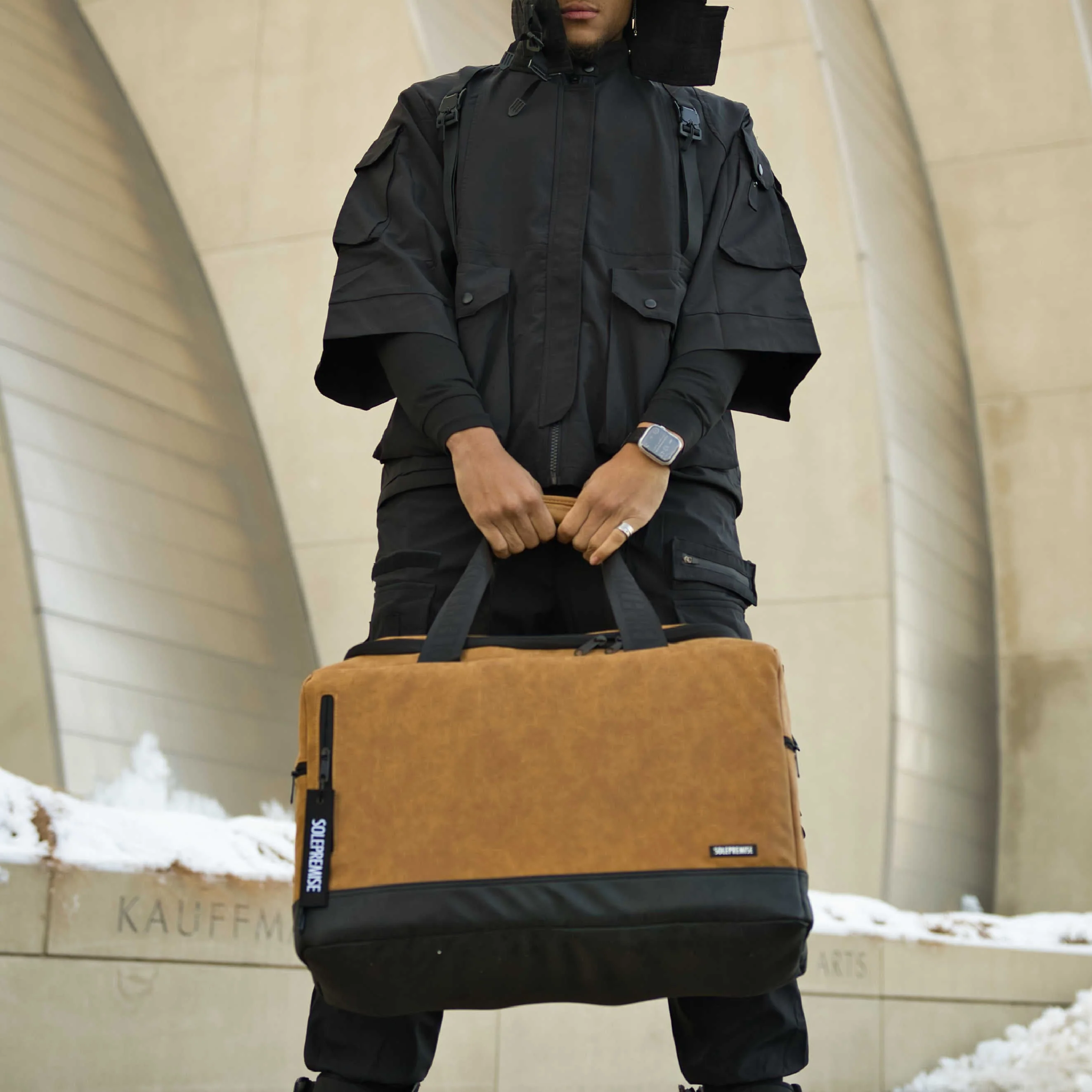 Brown Leather Sneaker Duffel Bag - Image 4