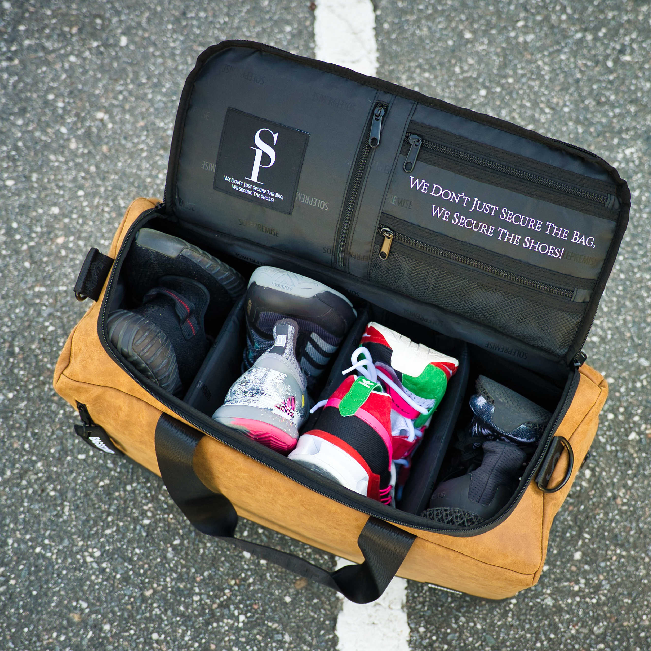 Brown Leather Sneaker Duffel Bag - Image 6
