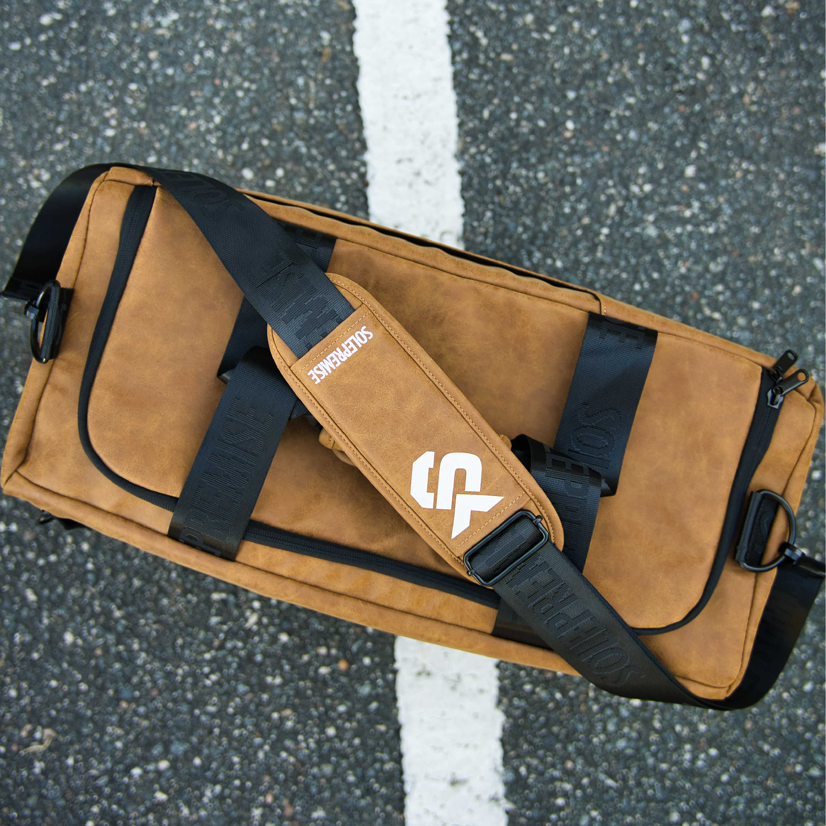 Brown Leather Sneaker Duffel Bag - Image 8