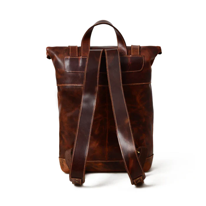 Brown Saddleback Backpack- Roll Top - Image 5