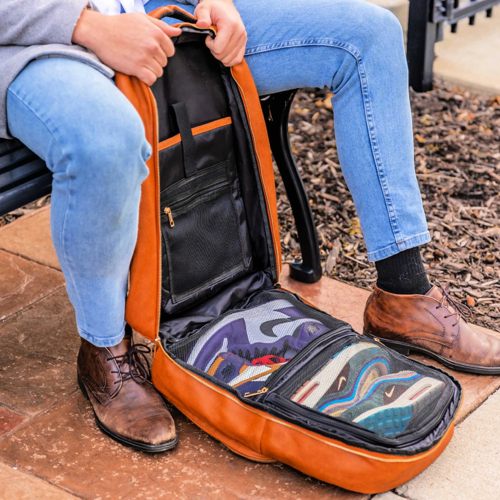 Brown Tumbled Leather Daily Commuter Backpack Bag (XL Design) - Image 2