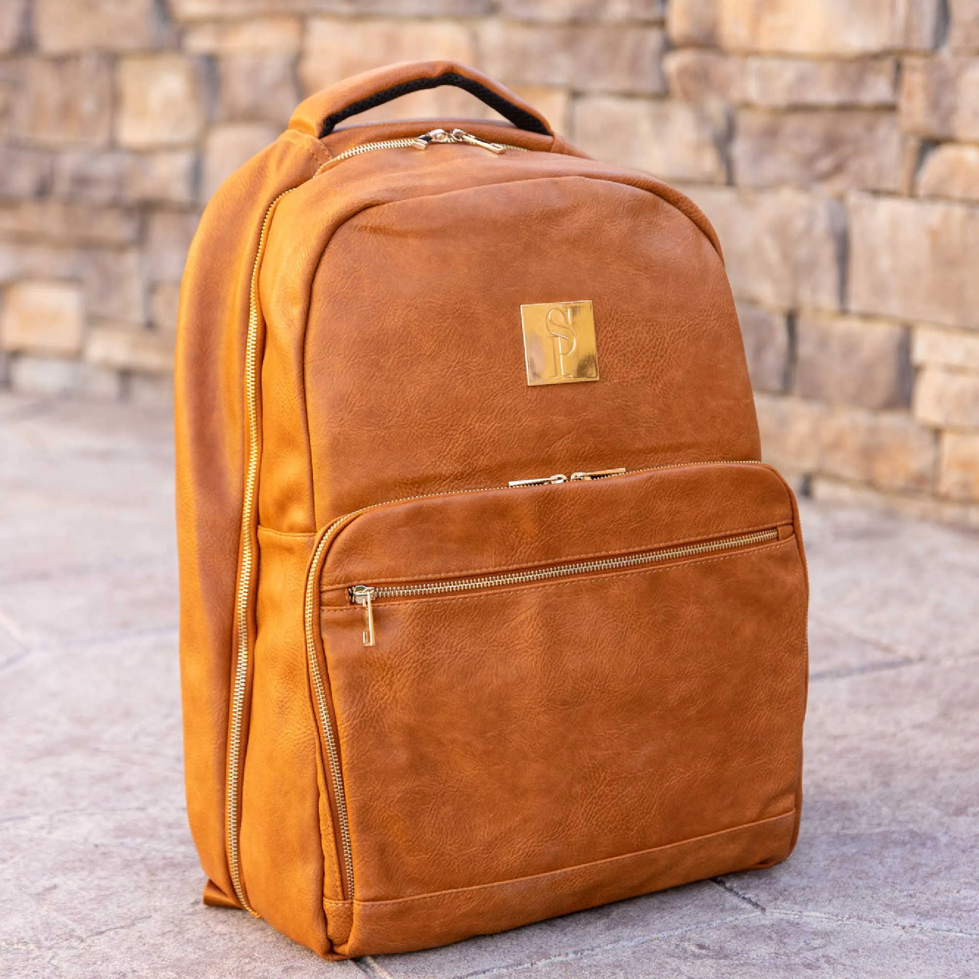 Brown Tumbled Leather Daily Commuter Backpack Bag (XL Design) - Image 3