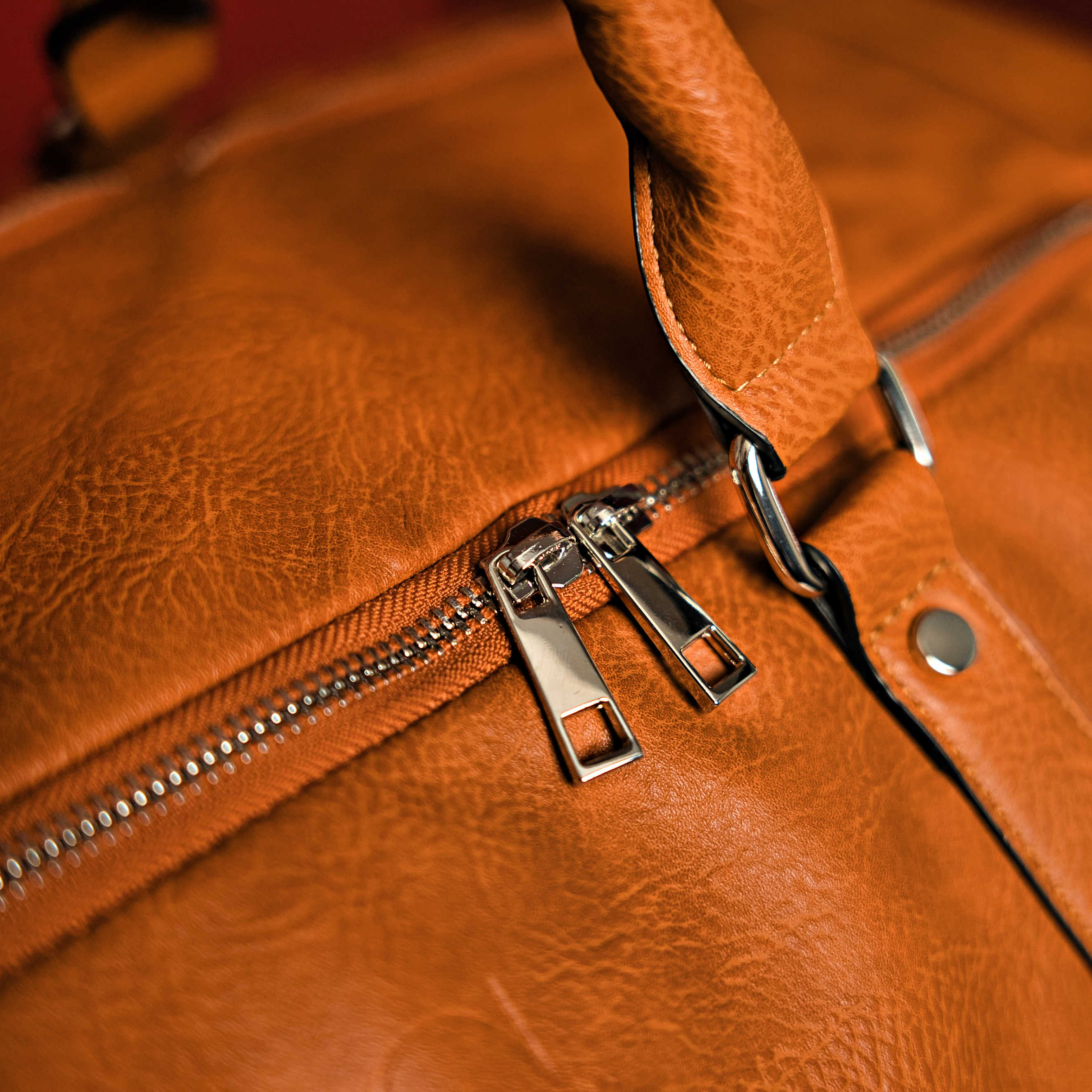 Brown Tumbled Leather Duffel Bag - Image 3