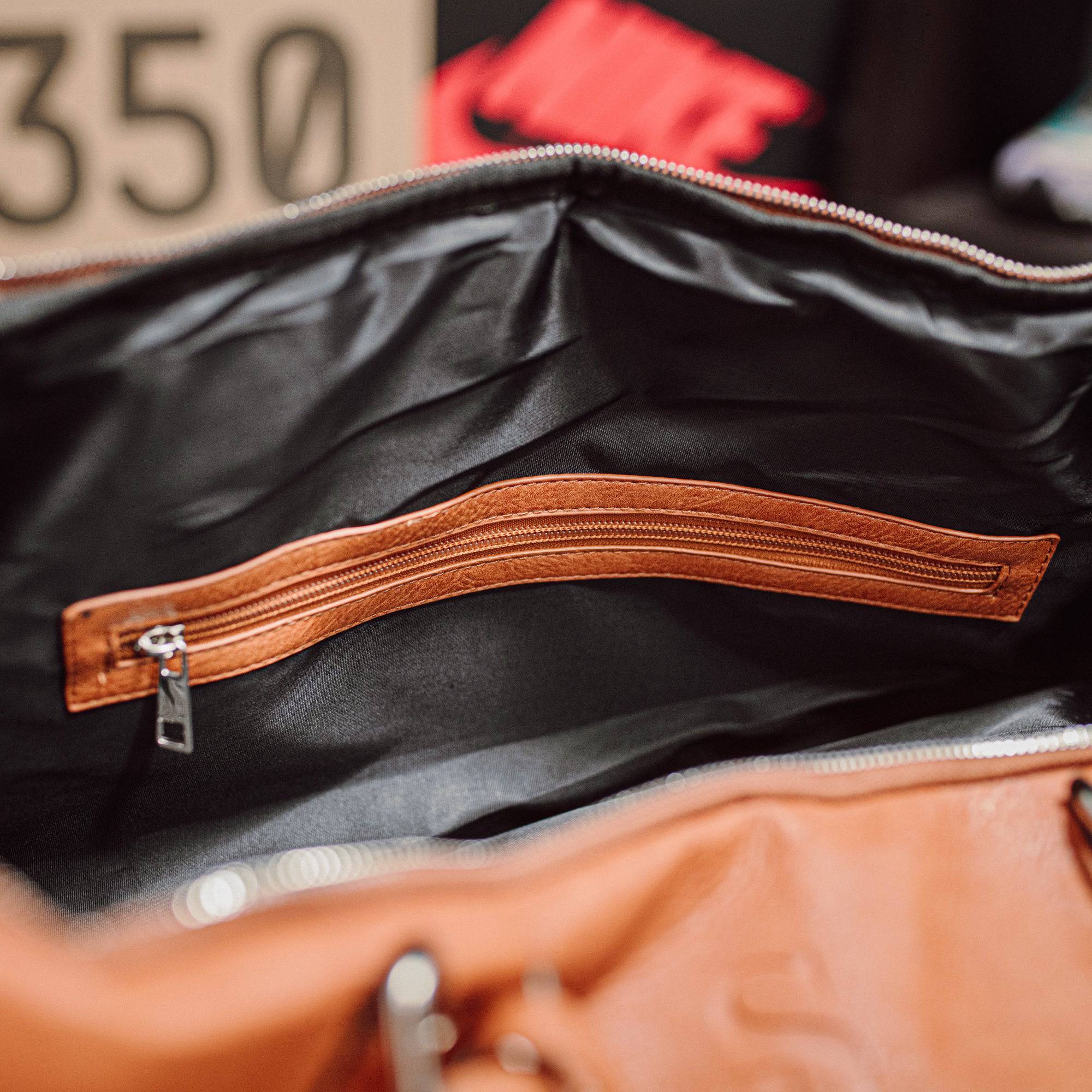 Brown Tumbled Leather Duffel Bag - Image 5