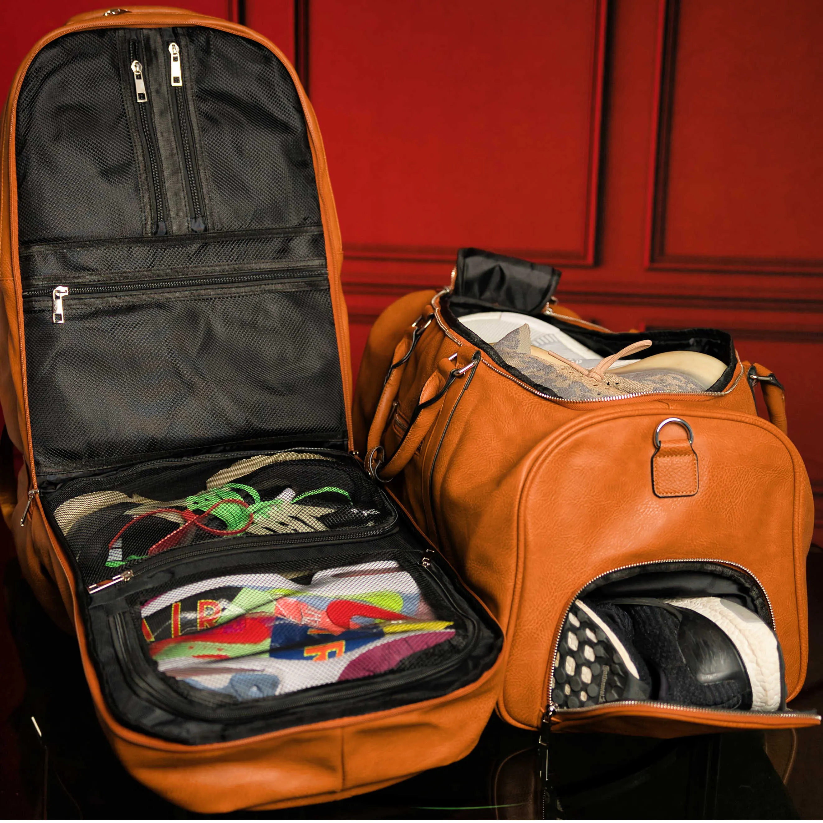 Brown Tumbled Leather Signature Bag Set (Signature and Duffle Bag) - Image 4