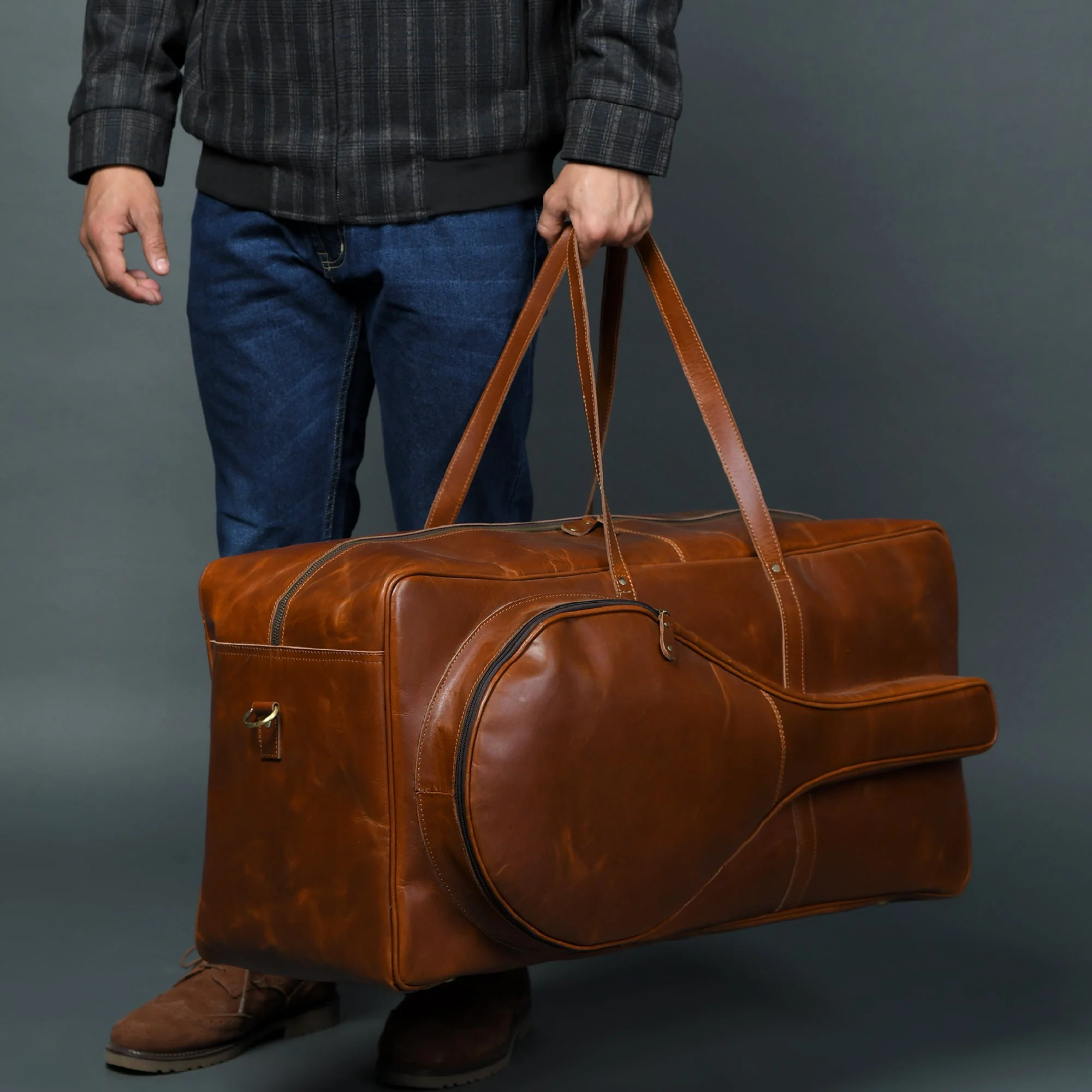 Buffalo Leather Tennis Duffle Bag - Image 3