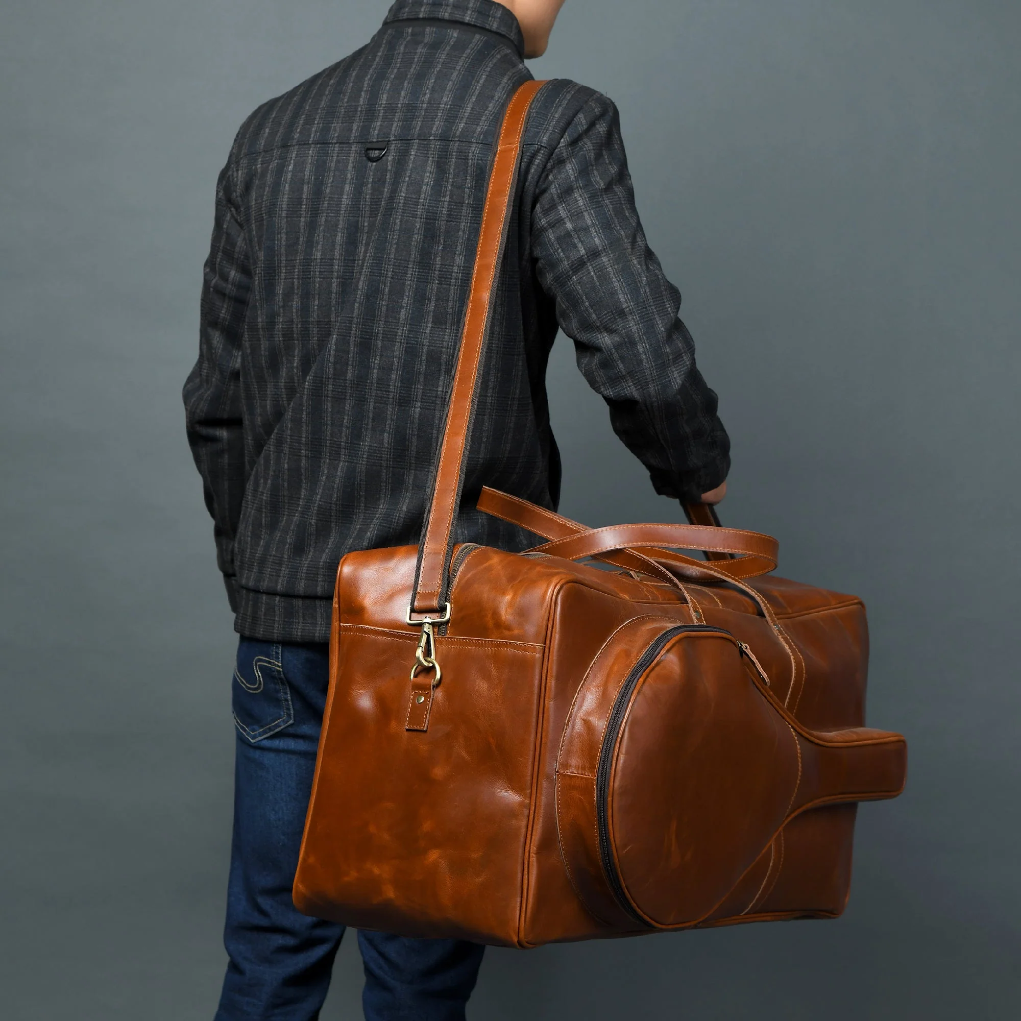 Buffalo Leather Tennis Duffle Bag - Image 6