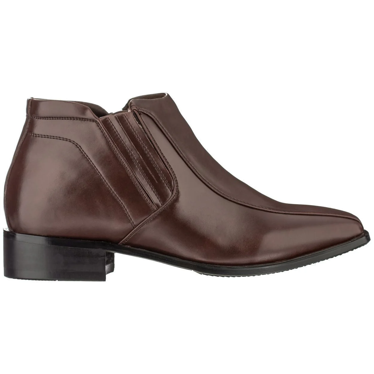 K99805-1 Brown Leather Zipper Men's Boots - 3.2 Inches - Image 2