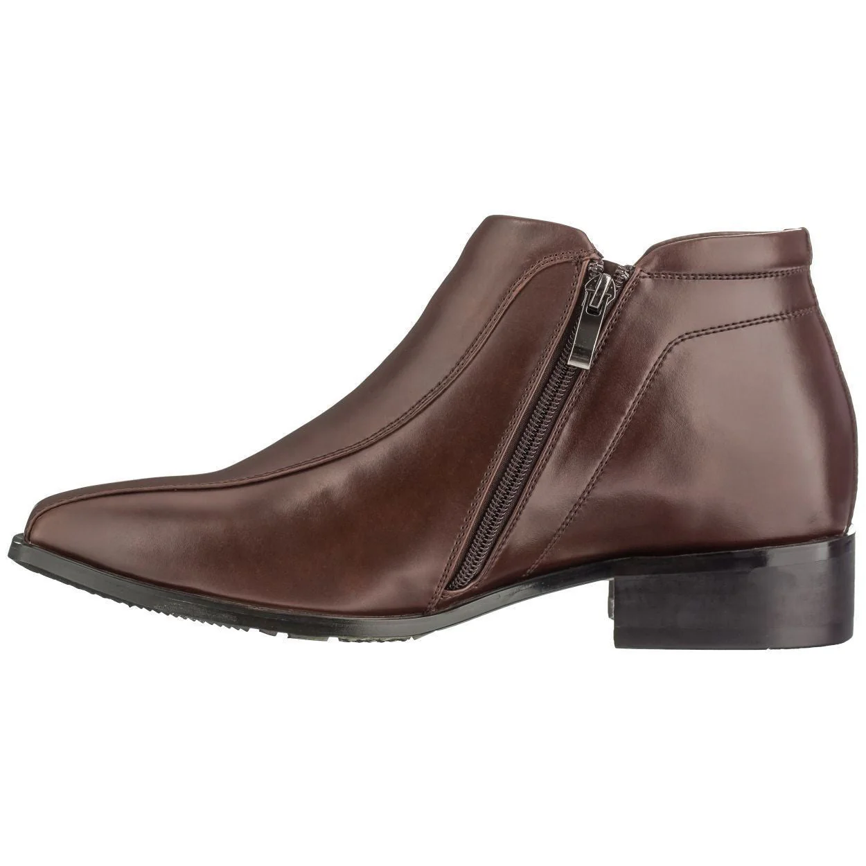 K99805-1 Brown Leather Zipper Men's Boots - 3.2 Inches - Image 3