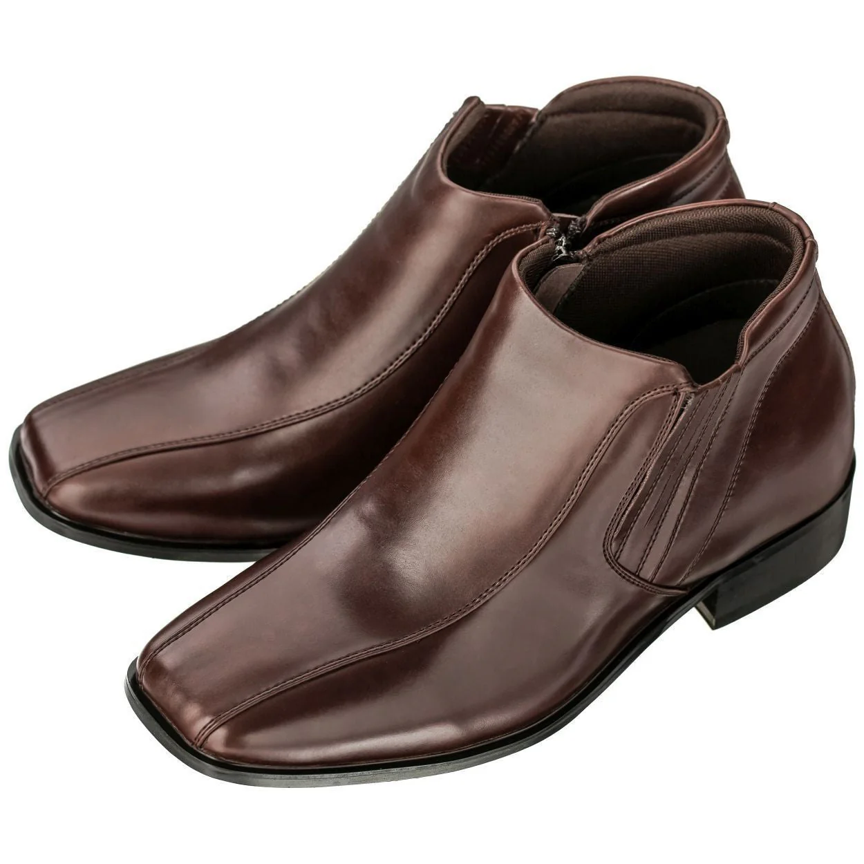 K99805-1 Brown Leather Zipper Men's Boots - 3.2 Inches - Image 4
