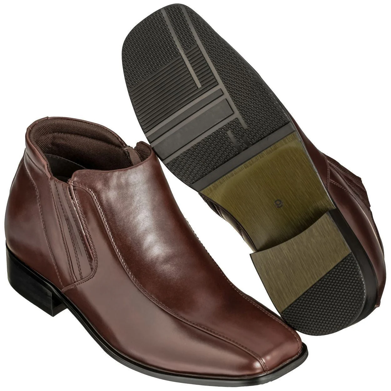 K99805-1 Brown Leather Zipper Men's Boots - 3.2 Inches - Image 5