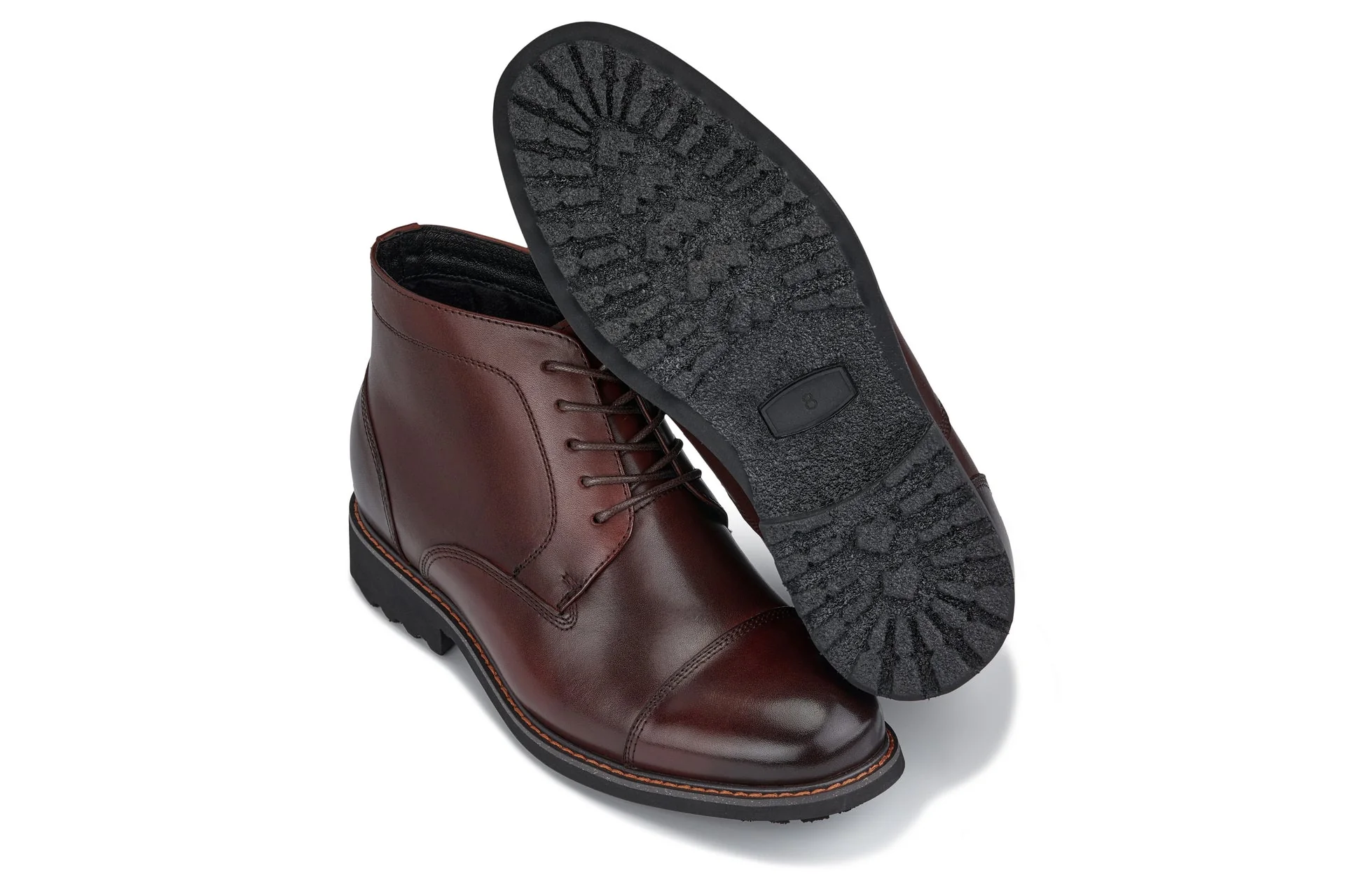 Y41081 - 3.2-Inch Taller Dark Brown Leather Men's Boots - Image 6