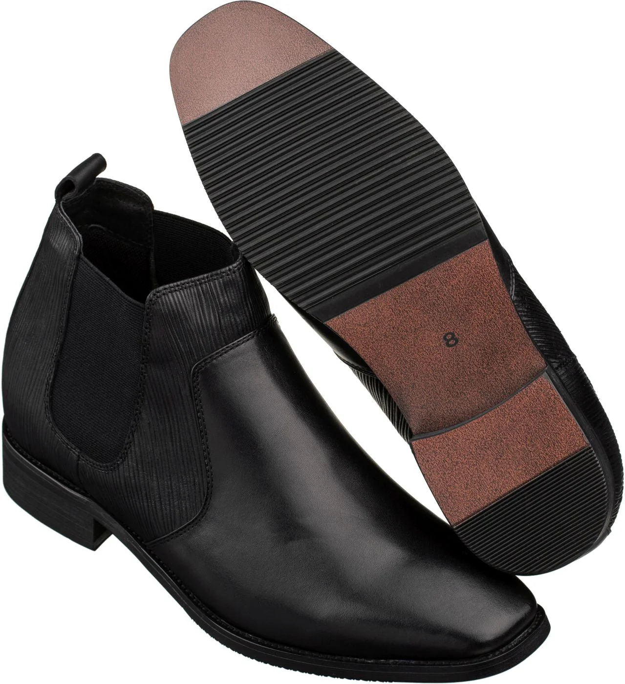 T54021 - Black Leather Chelsea Men's Boots - 3 Inches - Image 5