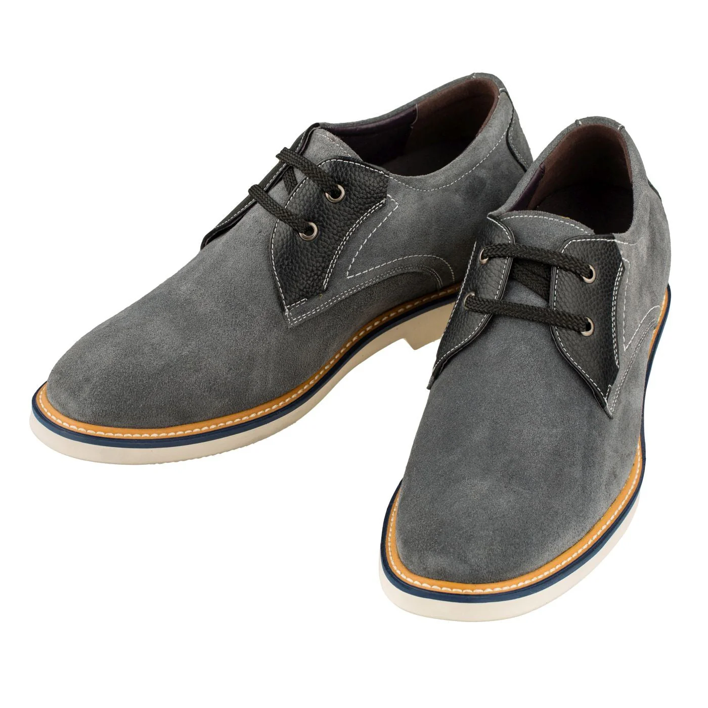 Y42023 - Business Casual Grey Leather Men's Shoes 2.8 Inch - Image 4