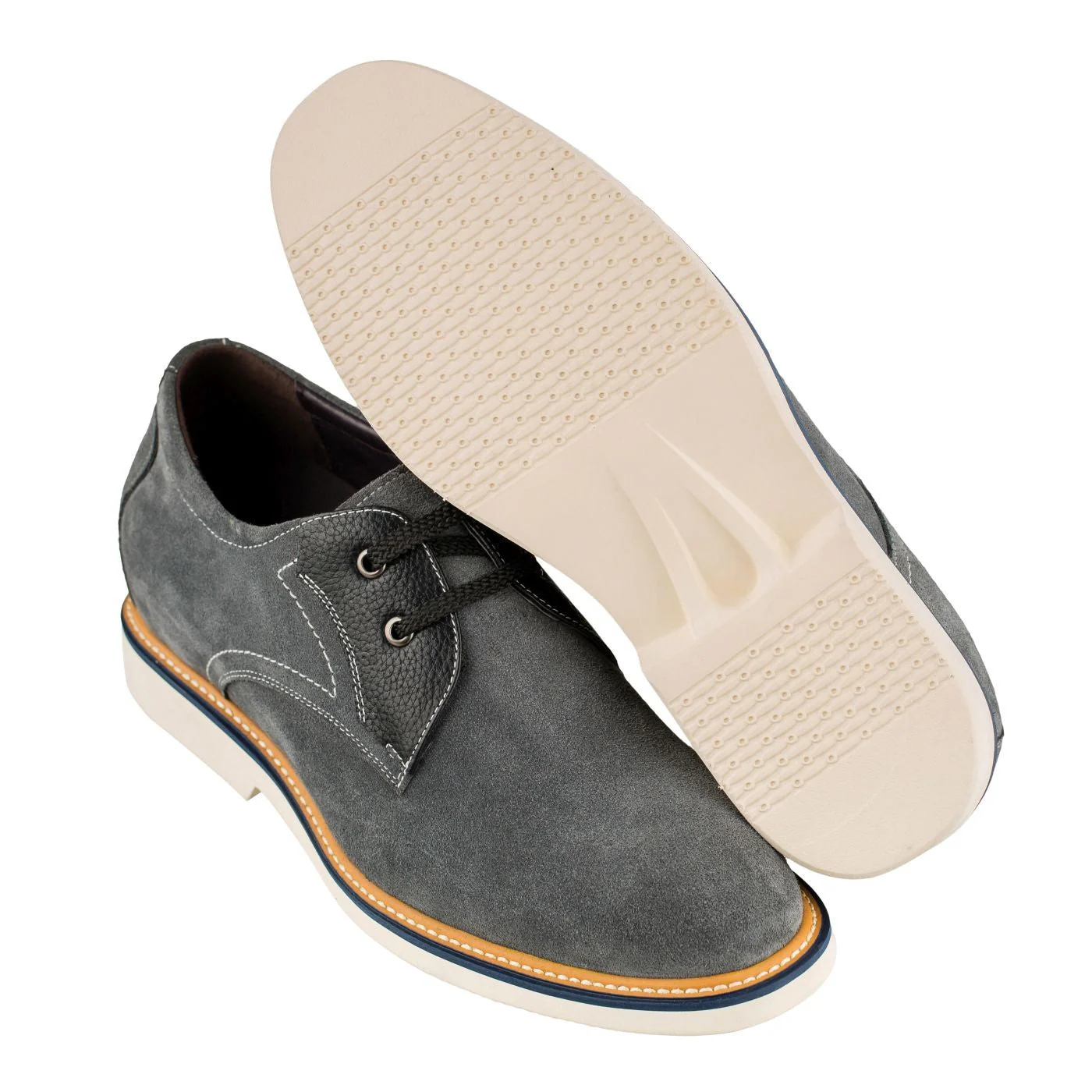 Y42023 - Business Casual Grey Leather Men's Shoes 2.8 Inch - Image 5