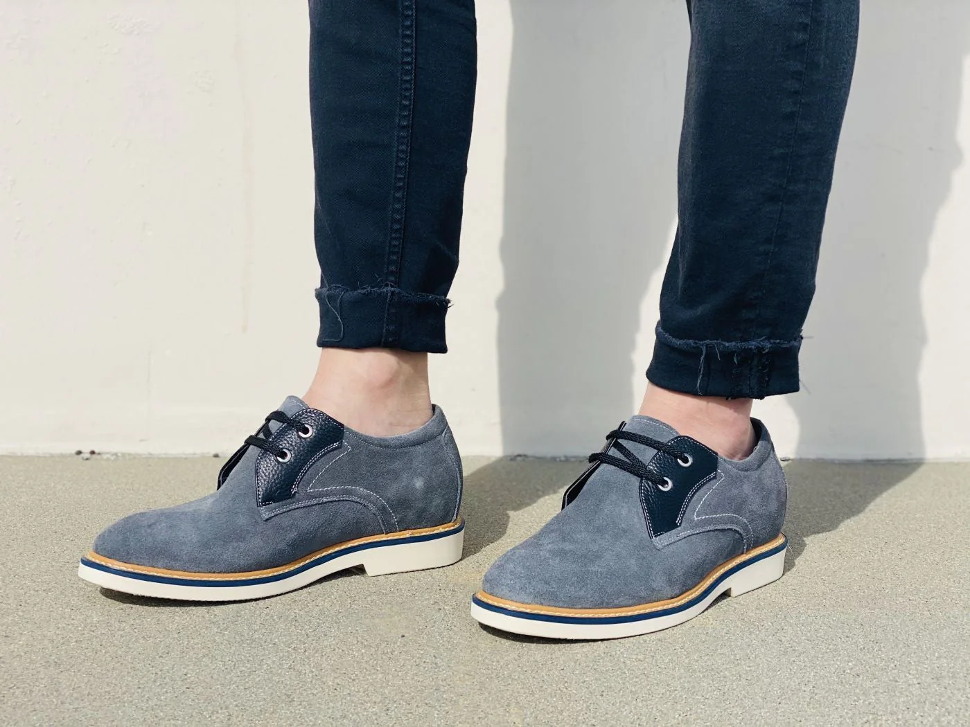 Y42023 - Business Casual Grey Leather Men's Shoes 2.8 Inch - Image 6