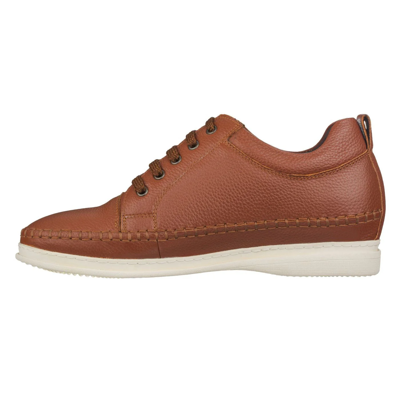 S4313 - Casual 3 Inch Leather Elevator Men's Sneakers - Brown - Image 3