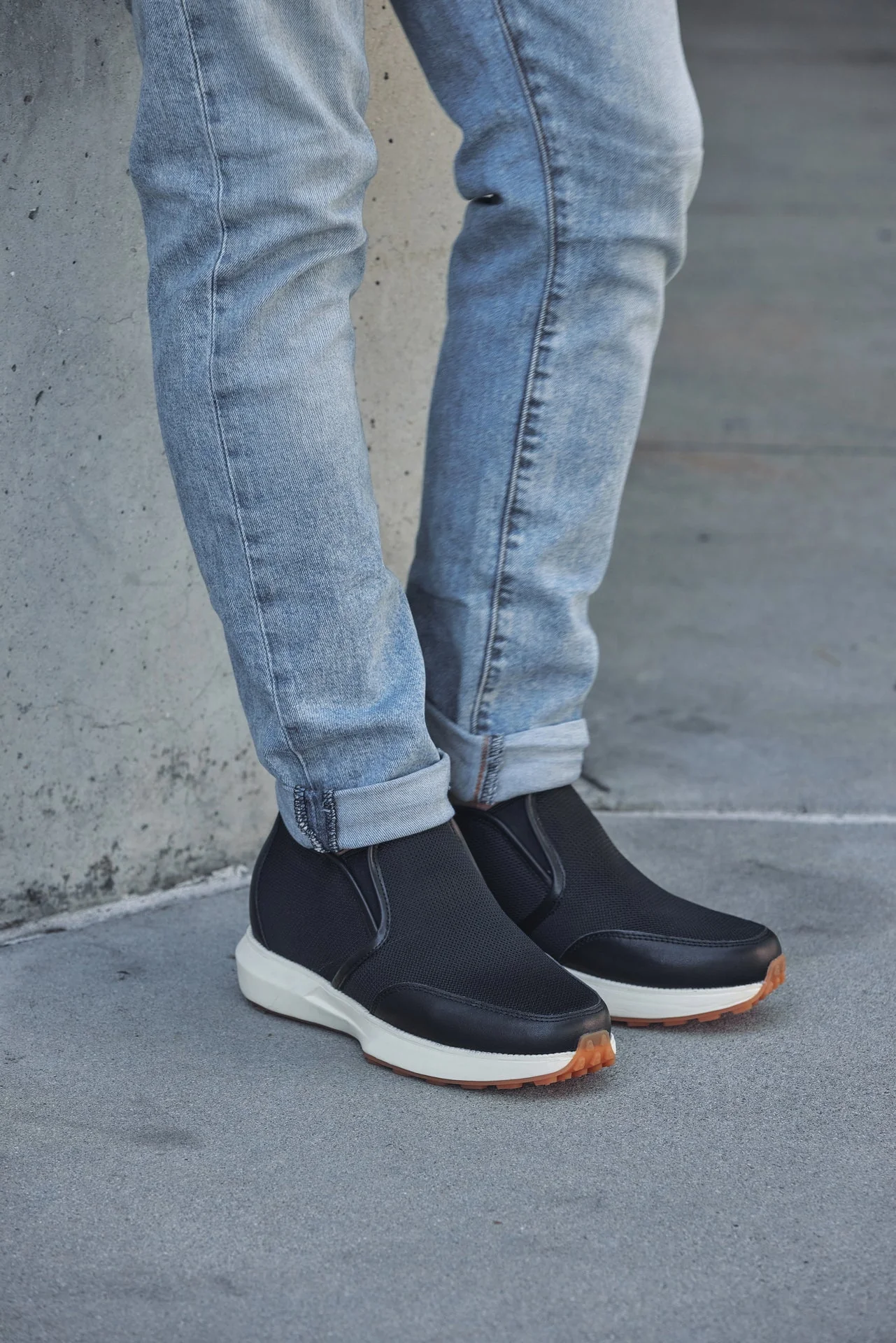 J1433  - 3.3 Inches Taller (Black) - Casual Chunky Sole Sneaker Men's Loafers - Image 8