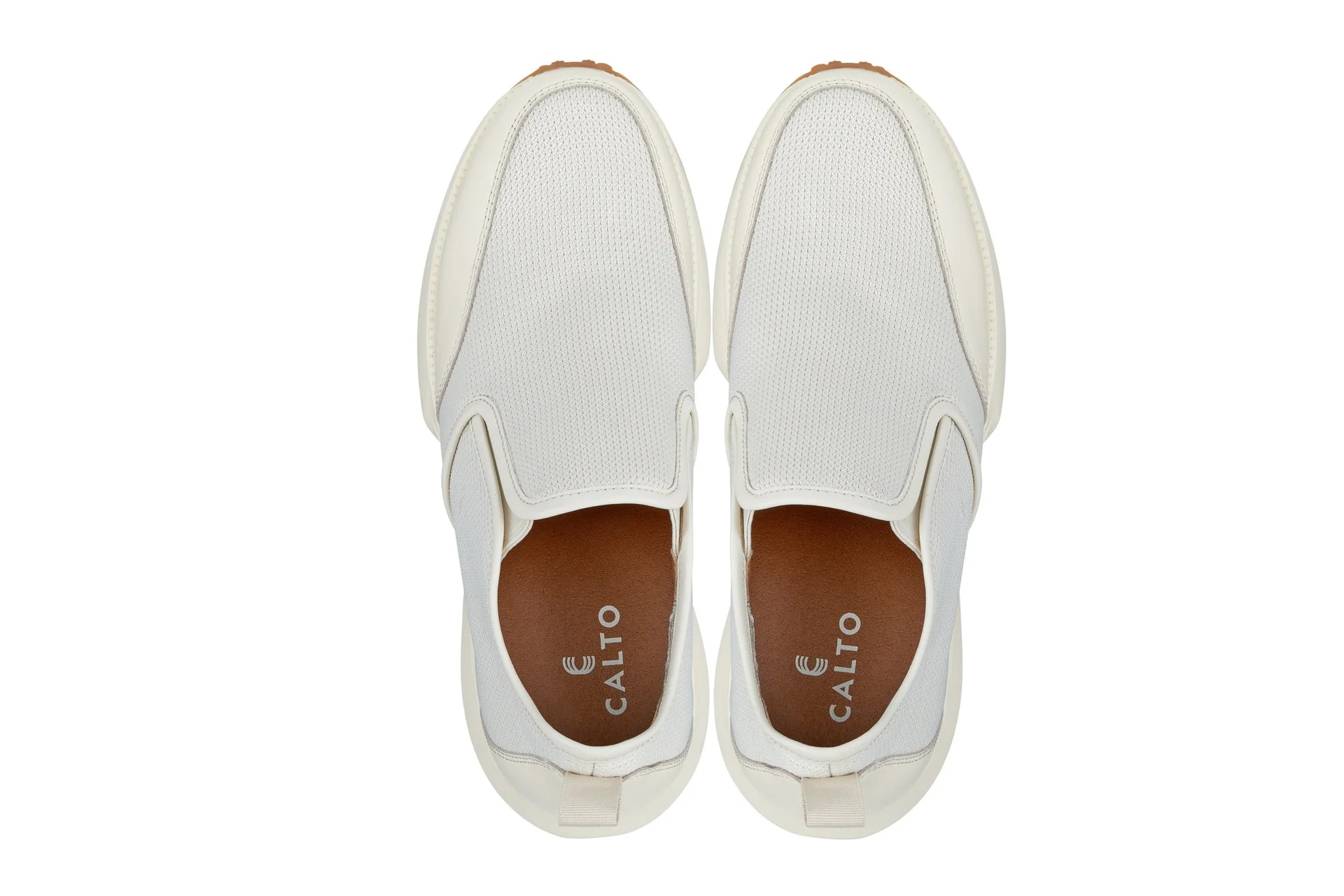 J1434  - 3.3 Inches Taller (Off-White) - Casual Chunky Sole Men's Sneaker Loafers - Image 4