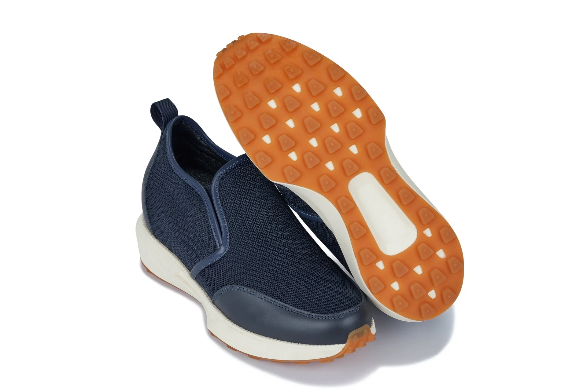 J1435  - 3.3 Inches Taller (Dark Blue) - Casual Chunky Sole Men's Sneaker Loafers - Image 6