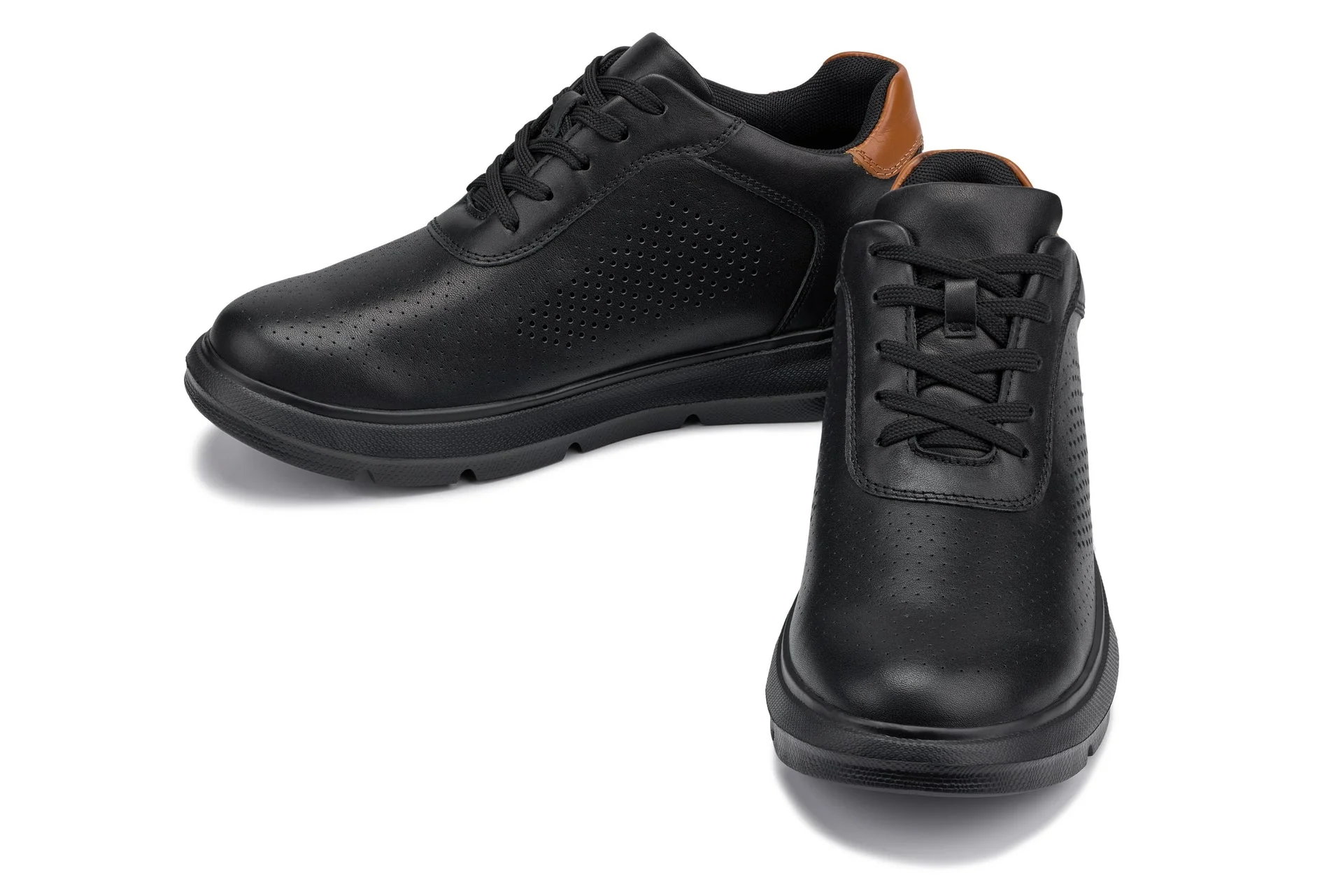 J1580  - 2.6 Inches Taller (Black/Black Sole) - Lightweight Casual Men's Walker Shoes - Image 5