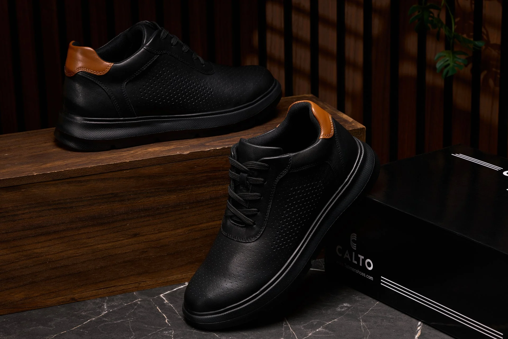 J1580  - 2.6 Inches Taller (Black/Black Sole) - Lightweight Casual Men's Walker Shoes - Image 7