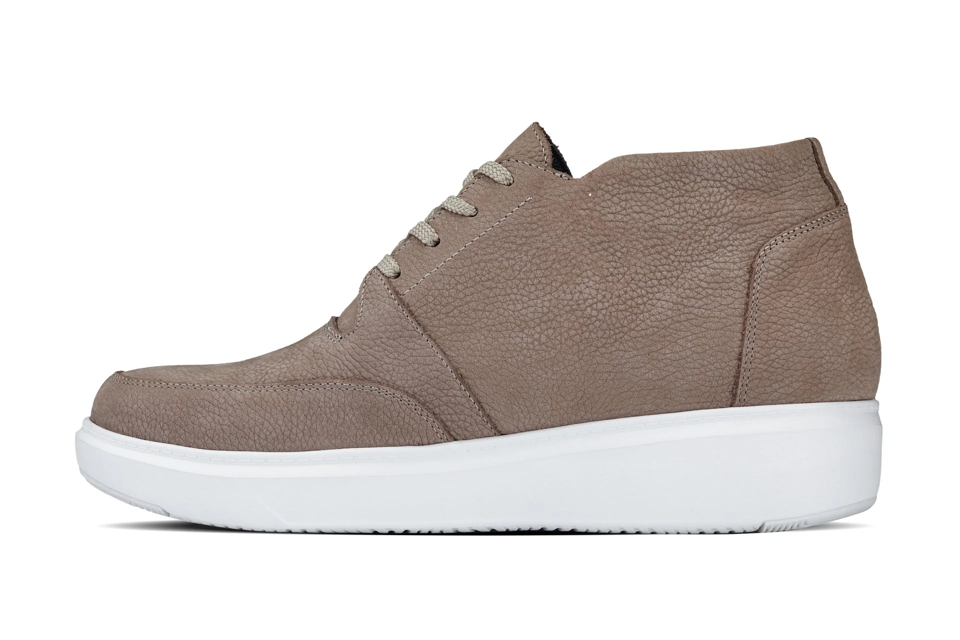 J1770  - 3.2 Inches Taller (Khaki) - Casual Chunky Sole Men's Shoes - Soft Pebble Grain Nubuck Leather - Image 3
