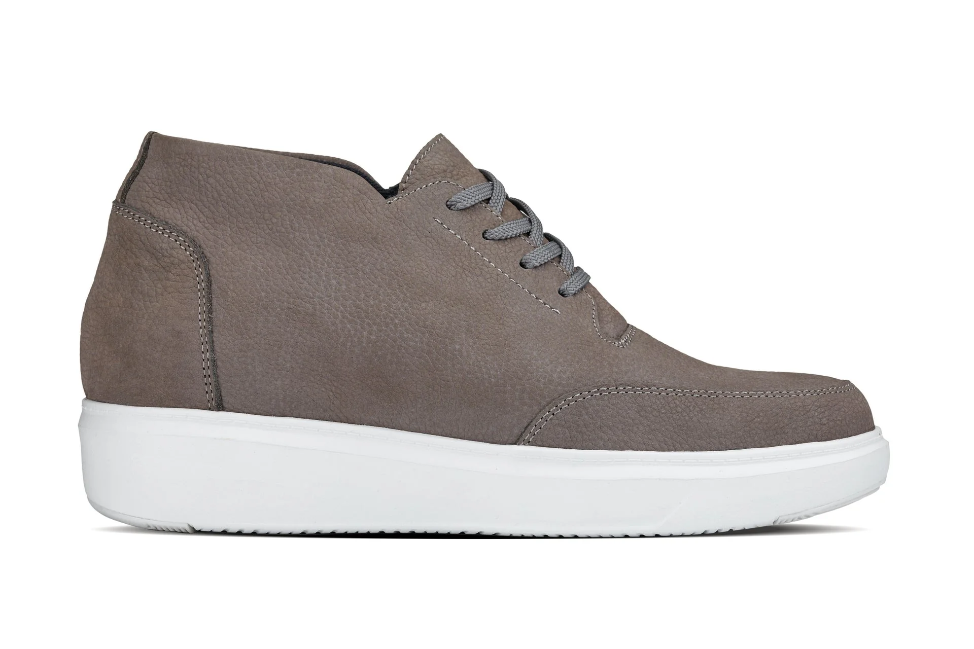 J1771  - 3.2 Inches Taller (Grey) - Casual Chunky Sole Men's Shoes - Soft Pebble Grain Nubuck Leather - Image 2