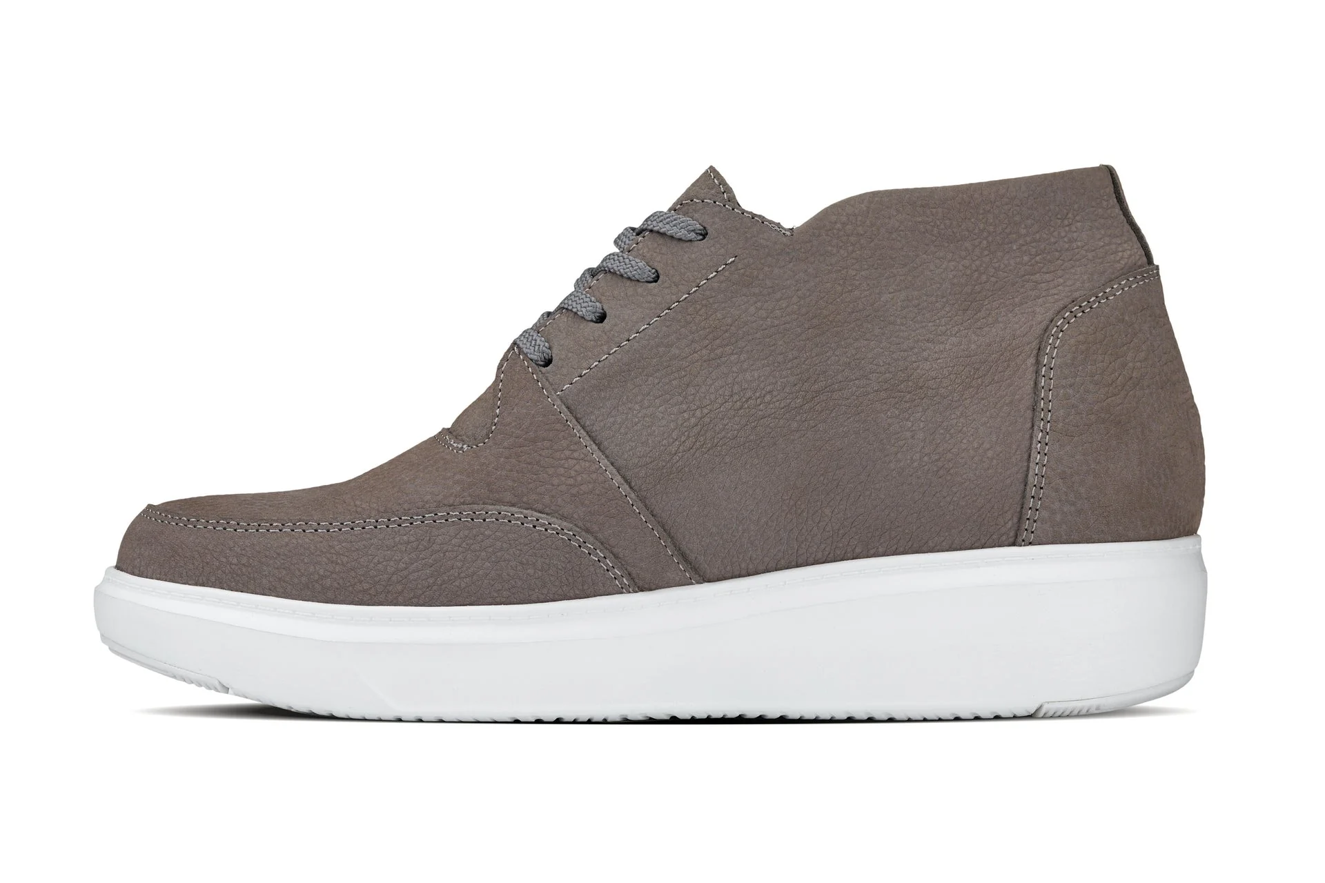 J1771  - 3.2 Inches Taller (Grey) - Casual Chunky Sole Men's Shoes - Soft Pebble Grain Nubuck Leather - Image 3