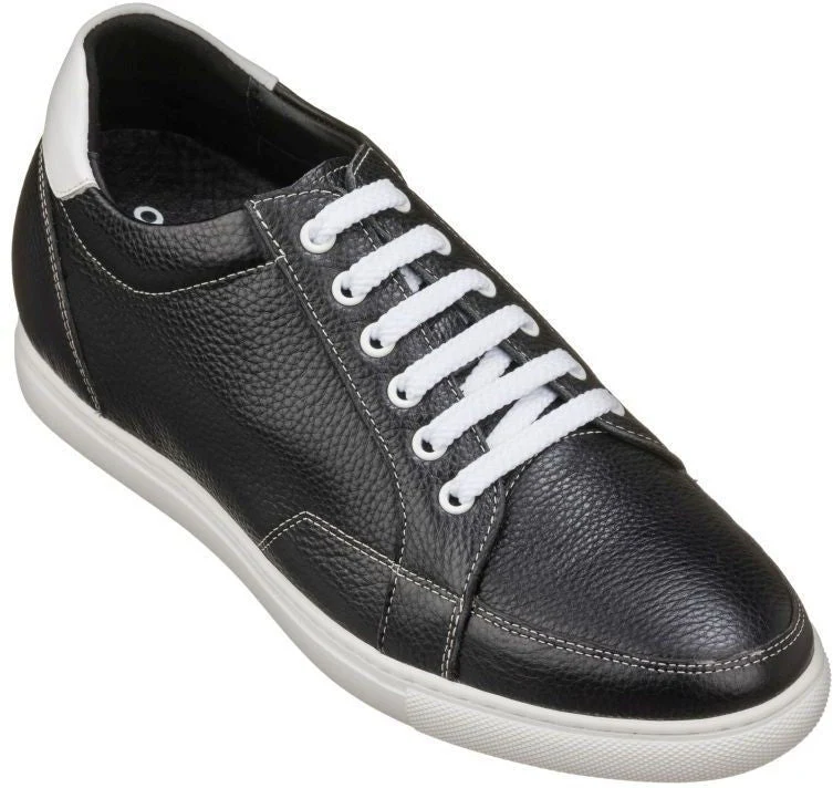K0081 - 2.5 Inches Taller (Black/White) - Men's Sneakers