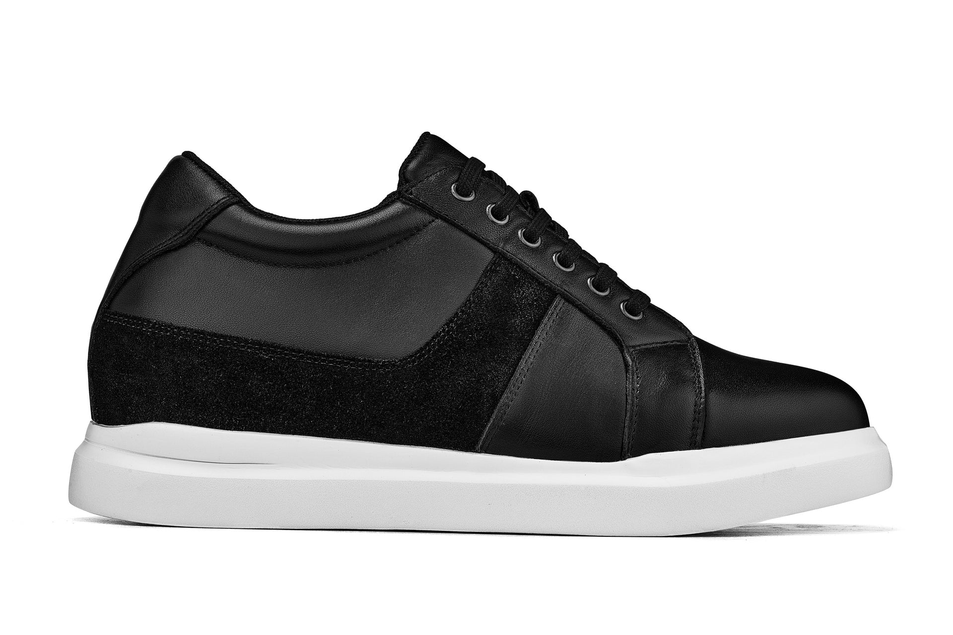 K1530 - 3 Inches Taller (Black) - Lightweight Leather Men's Sneakers - Image 2