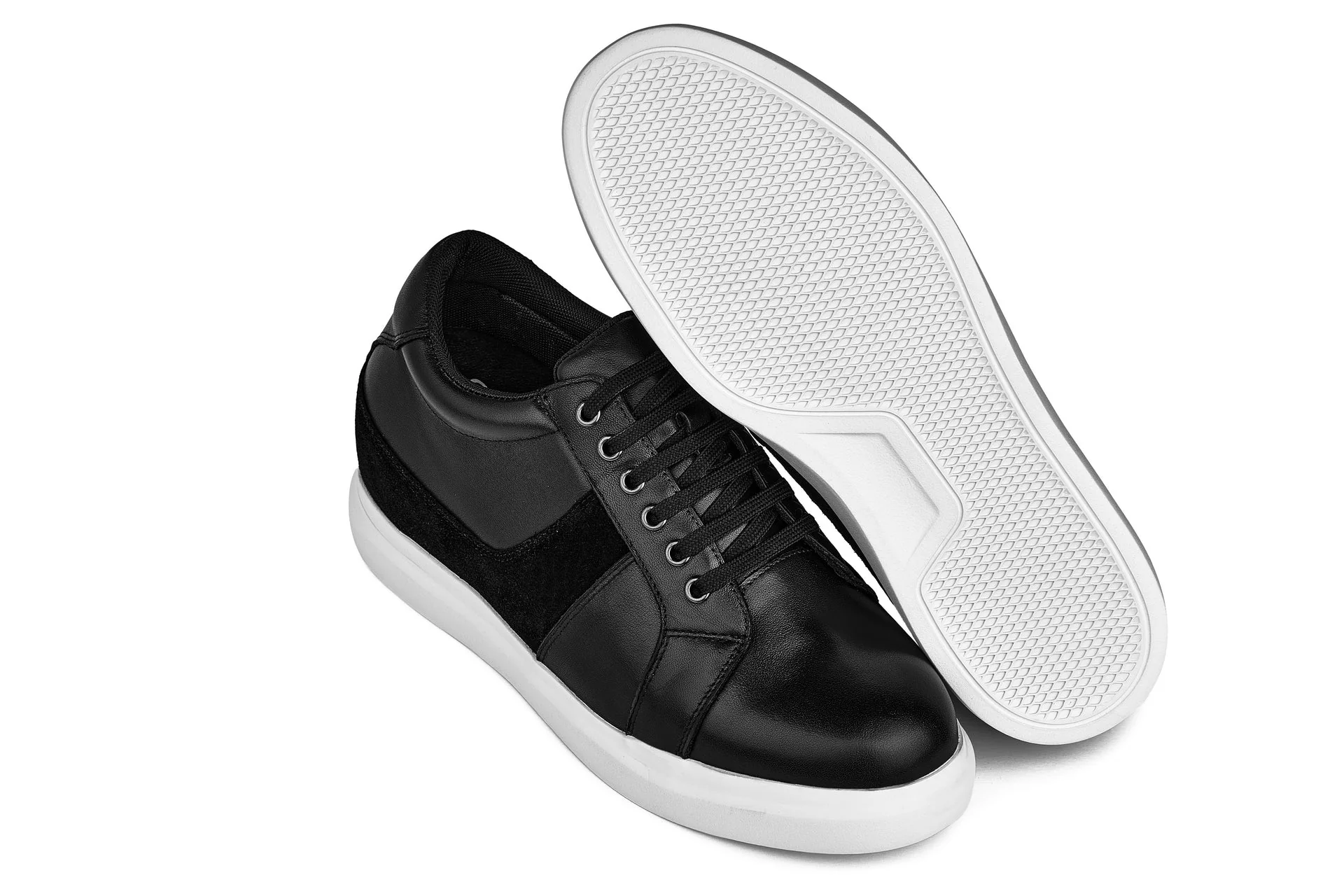 K1530 - 3 Inches Taller (Black) - Lightweight Leather Men's Sneakers - Image 5
