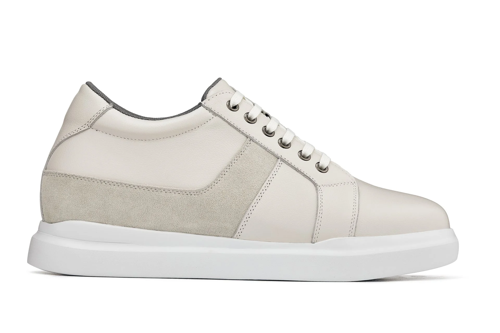 K1531 - 3 Inches Taller (Off White) - Lightweight Leather Men's Sneakers - Image 2