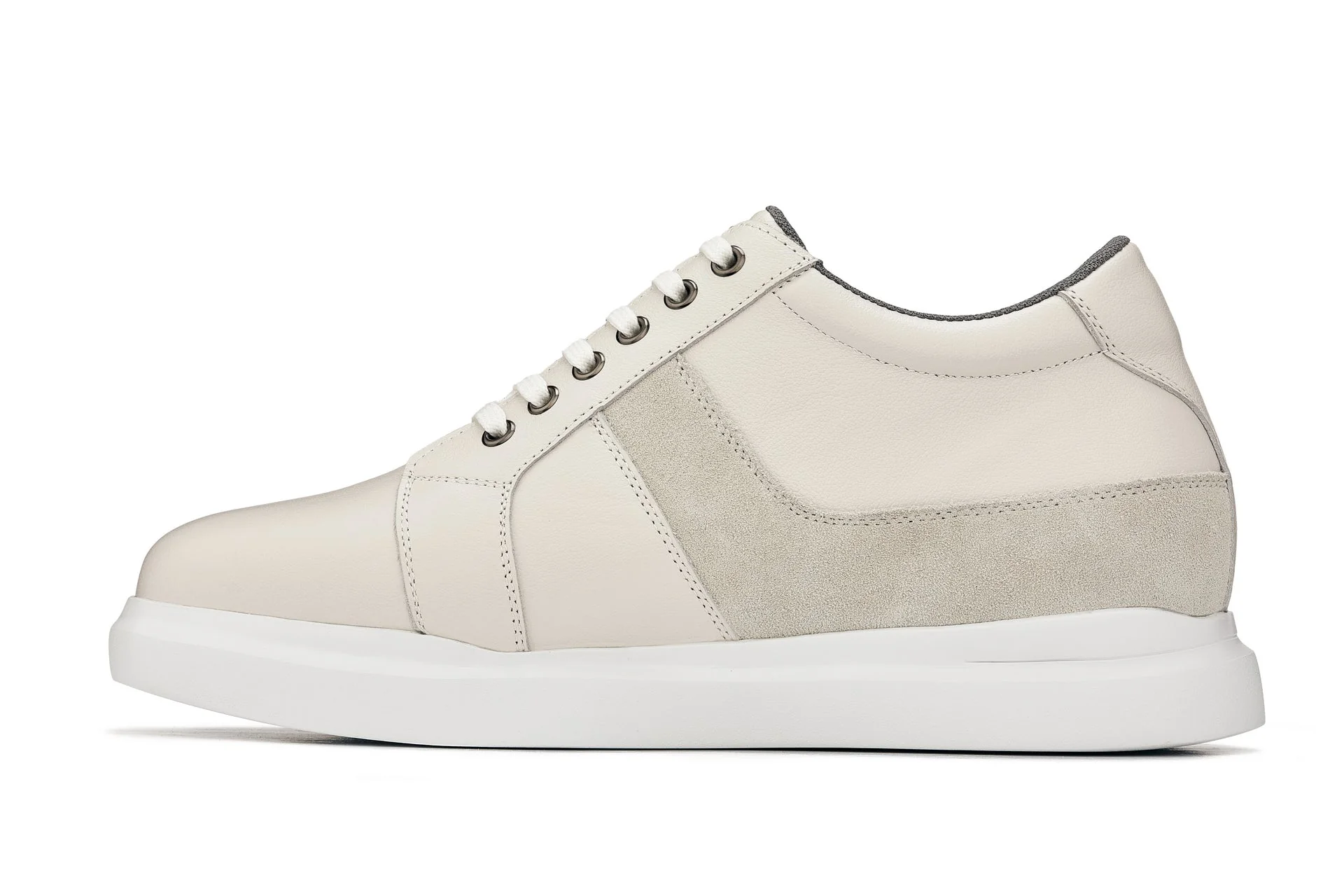 K1531 - 3 Inches Taller (Off White) - Lightweight Leather Men's Sneakers - Image 3