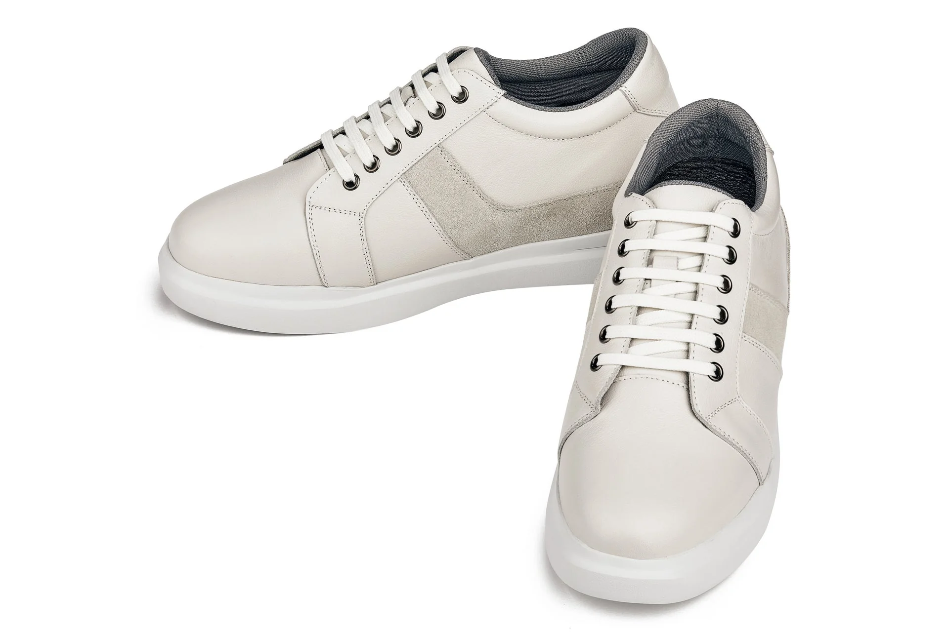 K1531 - 3 Inches Taller (Off White) - Lightweight Leather Men's Sneakers - Image 4