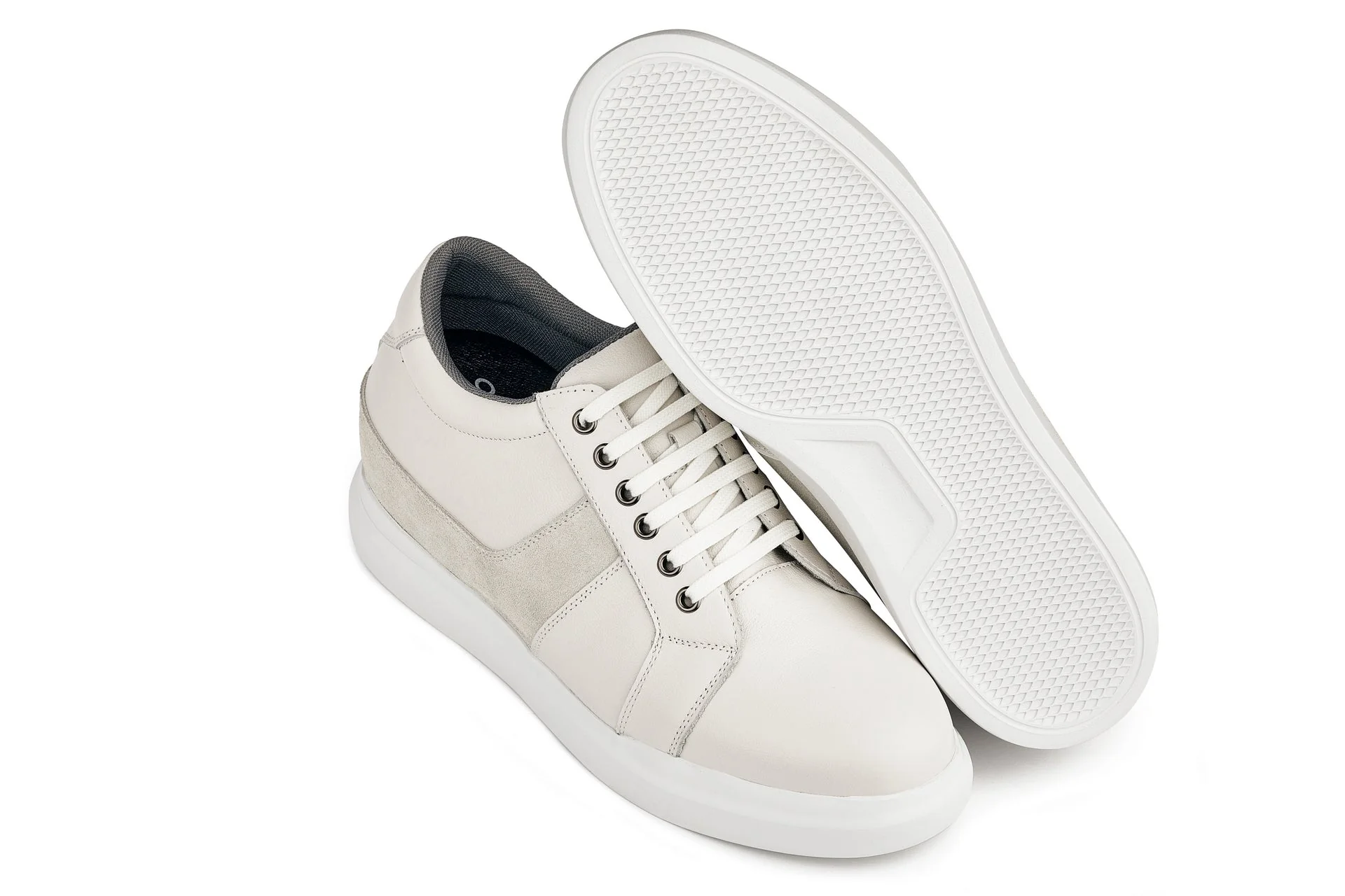 K1531 - 3 Inches Taller (Off White) - Lightweight Leather Men's Sneakers - Image 5