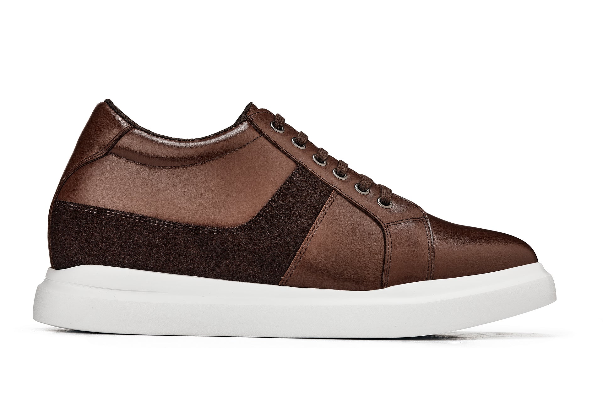 K1532 - 3 Inches Taller (Coffee Brown) - Lightweight Leather Men's Sneakers - Image 2