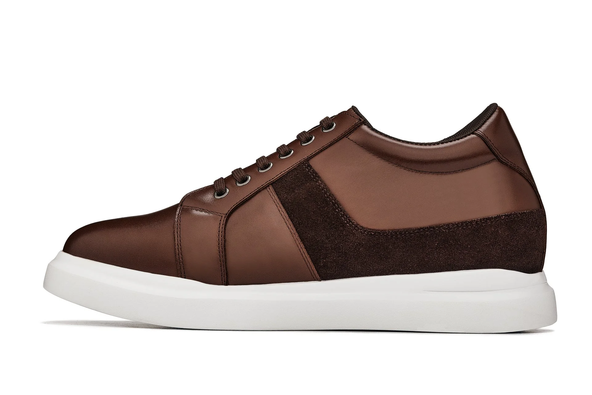 K1532 - 3 Inches Taller (Coffee Brown) - Lightweight Leather Men's Sneakers - Image 3