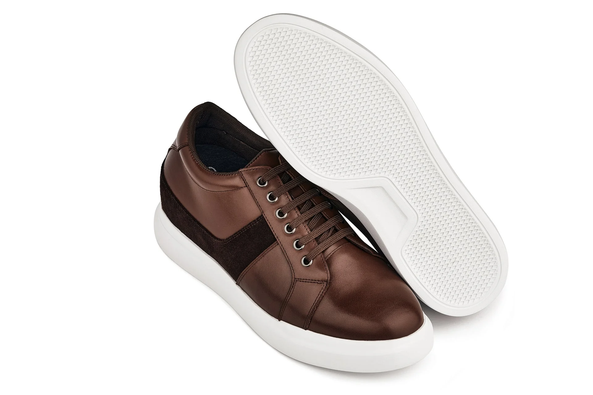 K1532 - 3 Inches Taller (Coffee Brown) - Lightweight Leather Men's Sneakers - Image 5