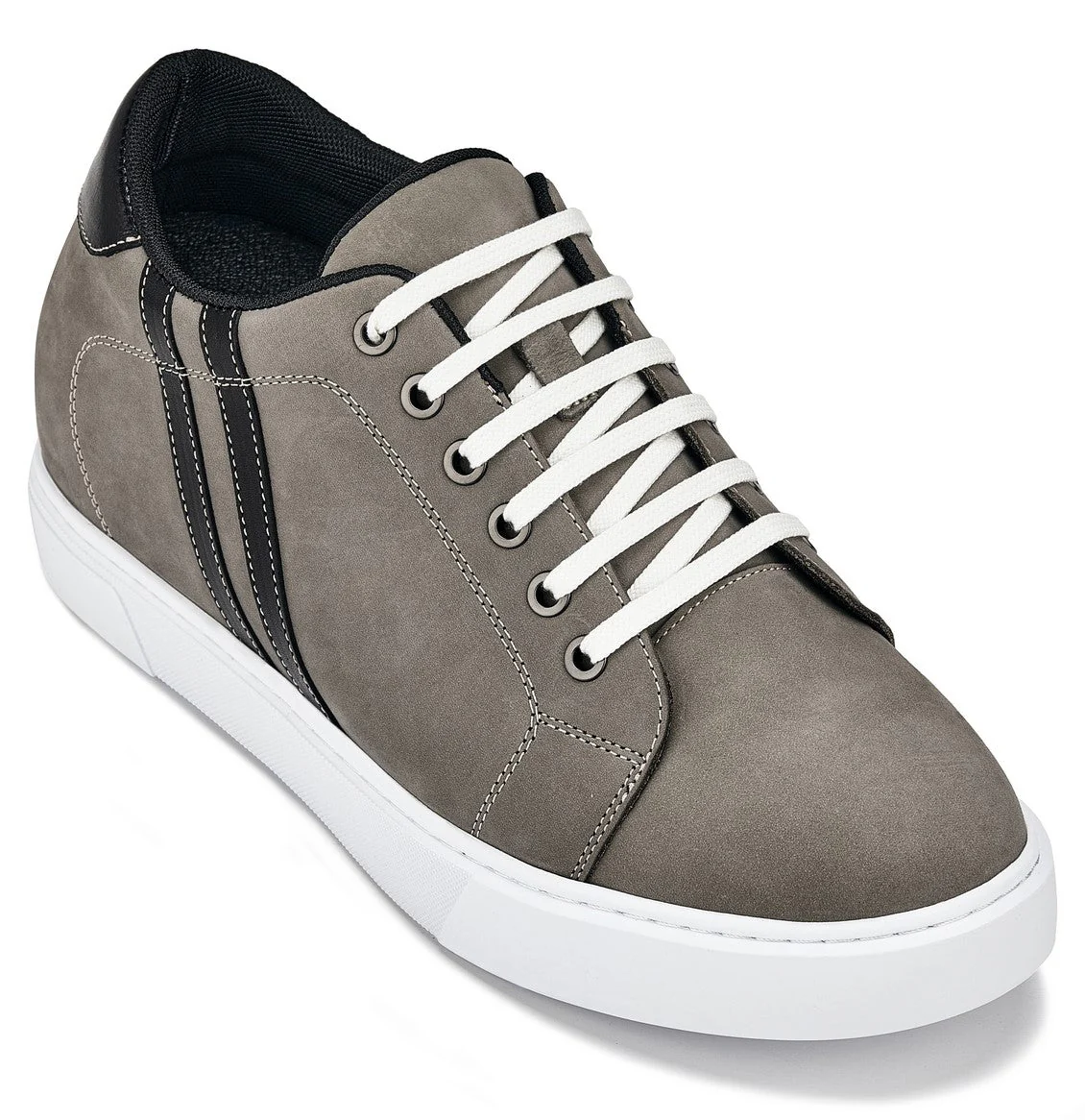 K1550 - 2.8 Inches Taller (Nubuck Grey) - Lace Up Casual Men's Sneakers