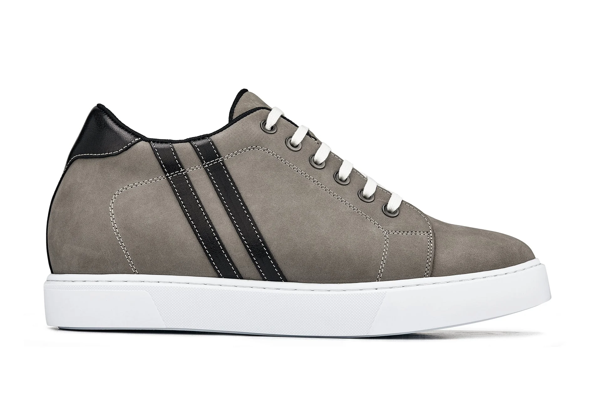 K1550 - 2.8 Inches Taller (Nubuck Grey) - Lace Up Casual Men's Sneakers - Image 2