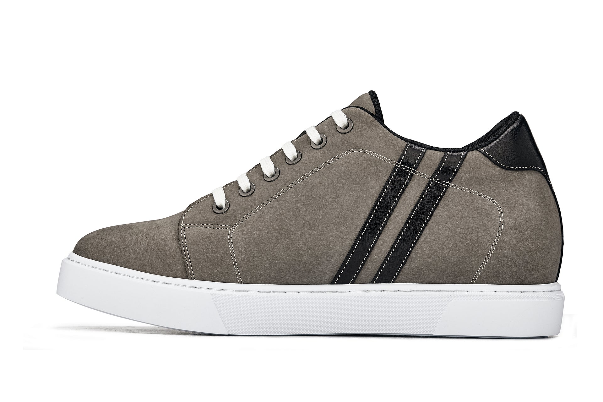 K1550 - 2.8 Inches Taller (Nubuck Grey) - Lace Up Casual Men's Sneakers - Image 3