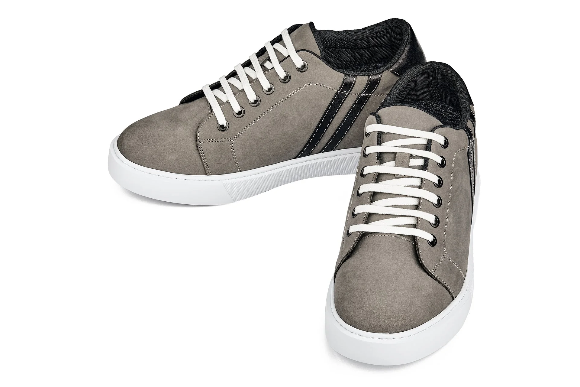 K1550 - 2.8 Inches Taller (Nubuck Grey) - Lace Up Casual Men's Sneakers - Image 4