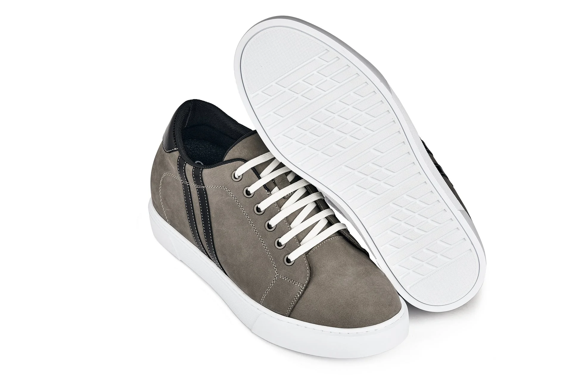 K1550 - 2.8 Inches Taller (Nubuck Grey) - Lace Up Casual Men's Sneakers - Image 5