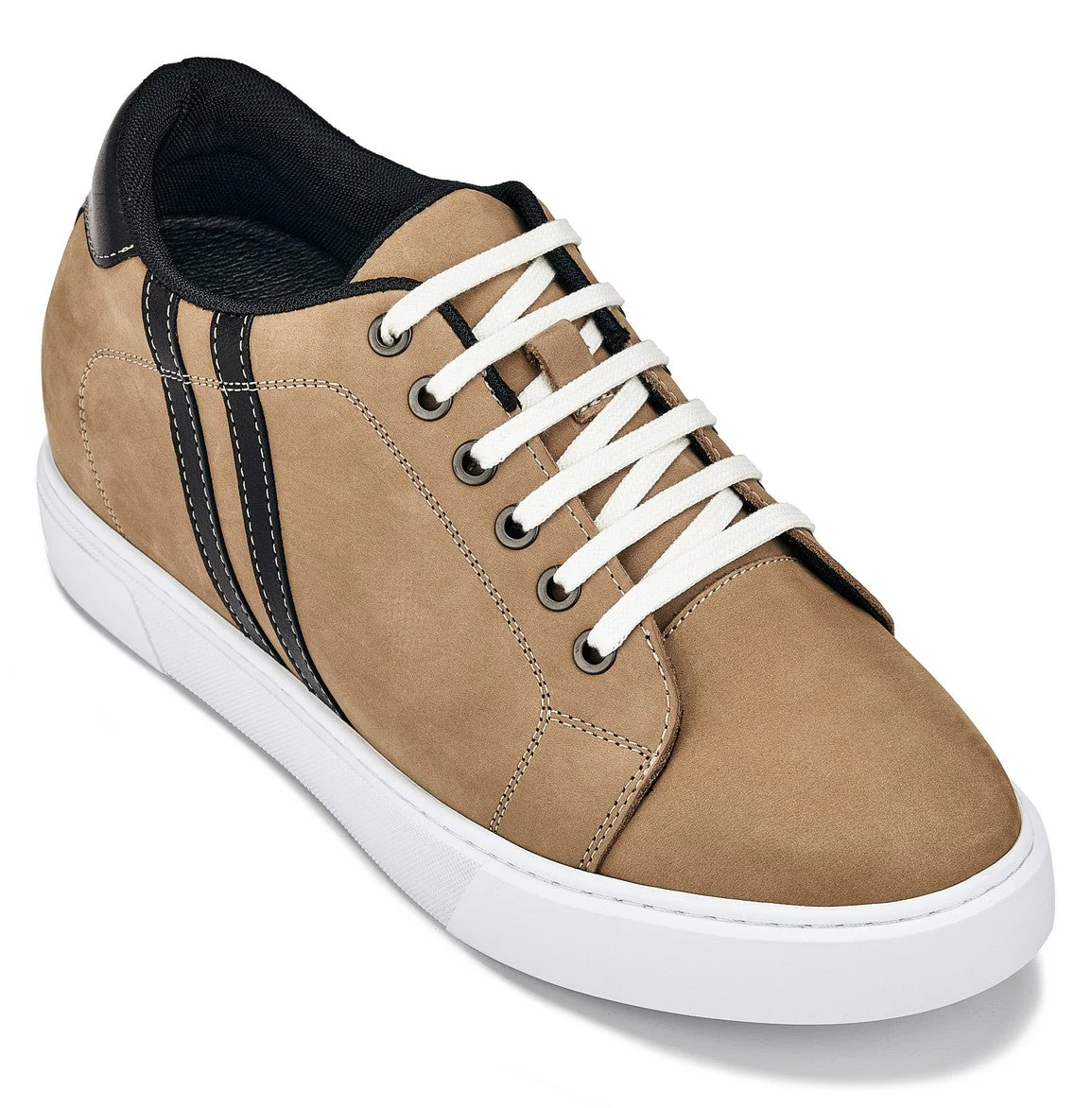 K1551 - 2.8 Inches Taller (Nubuck Tan) - Lace Up Casual Men's Sneakers