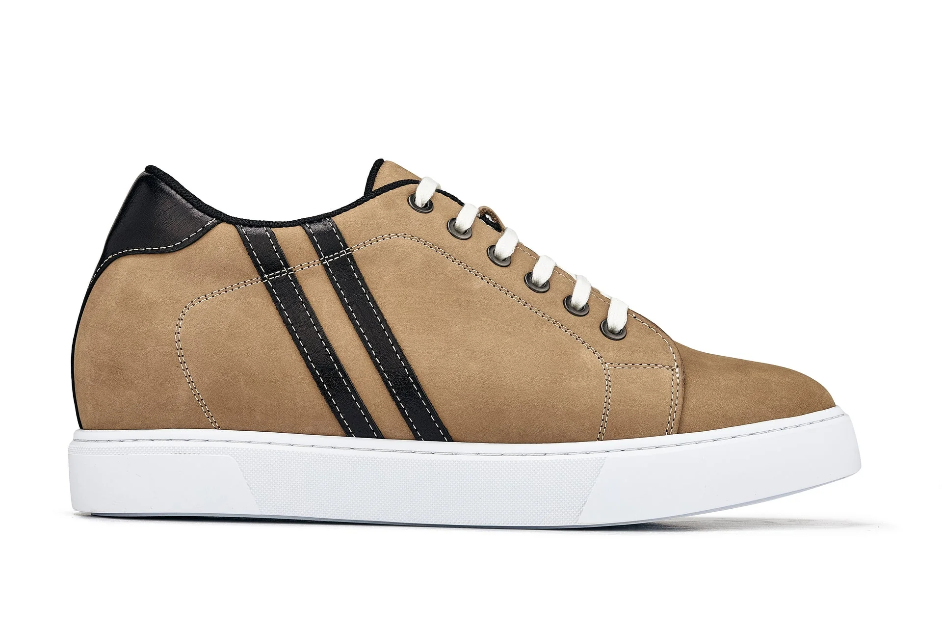 K1551 - 2.8 Inches Taller (Nubuck Tan) - Lace Up Casual Men's Sneakers - Image 2