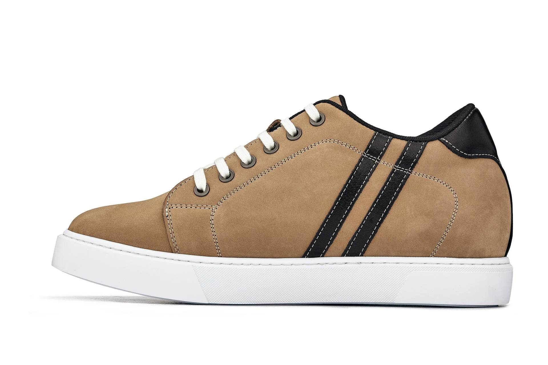 K1551 - 2.8 Inches Taller (Nubuck Tan) - Lace Up Casual Men's Sneakers - Image 3