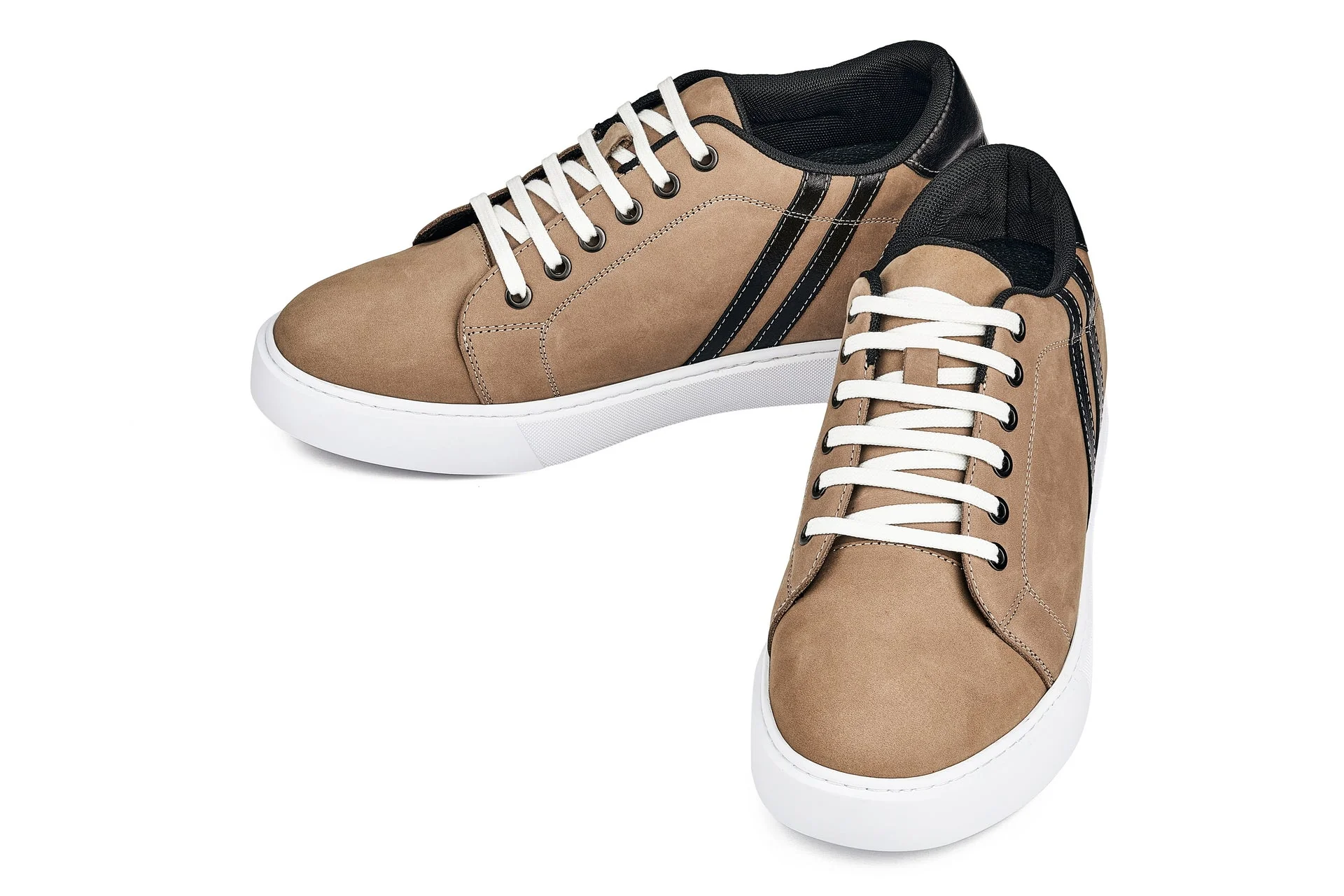 K1551 - 2.8 Inches Taller (Nubuck Tan) - Lace Up Casual Men's Sneakers - Image 4