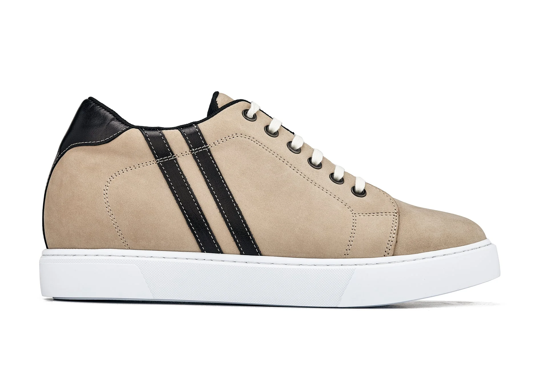 K1552 - 2.8 Inches Taller (Taupe) - Lace Up Casual Men's Sneakers - Image 2