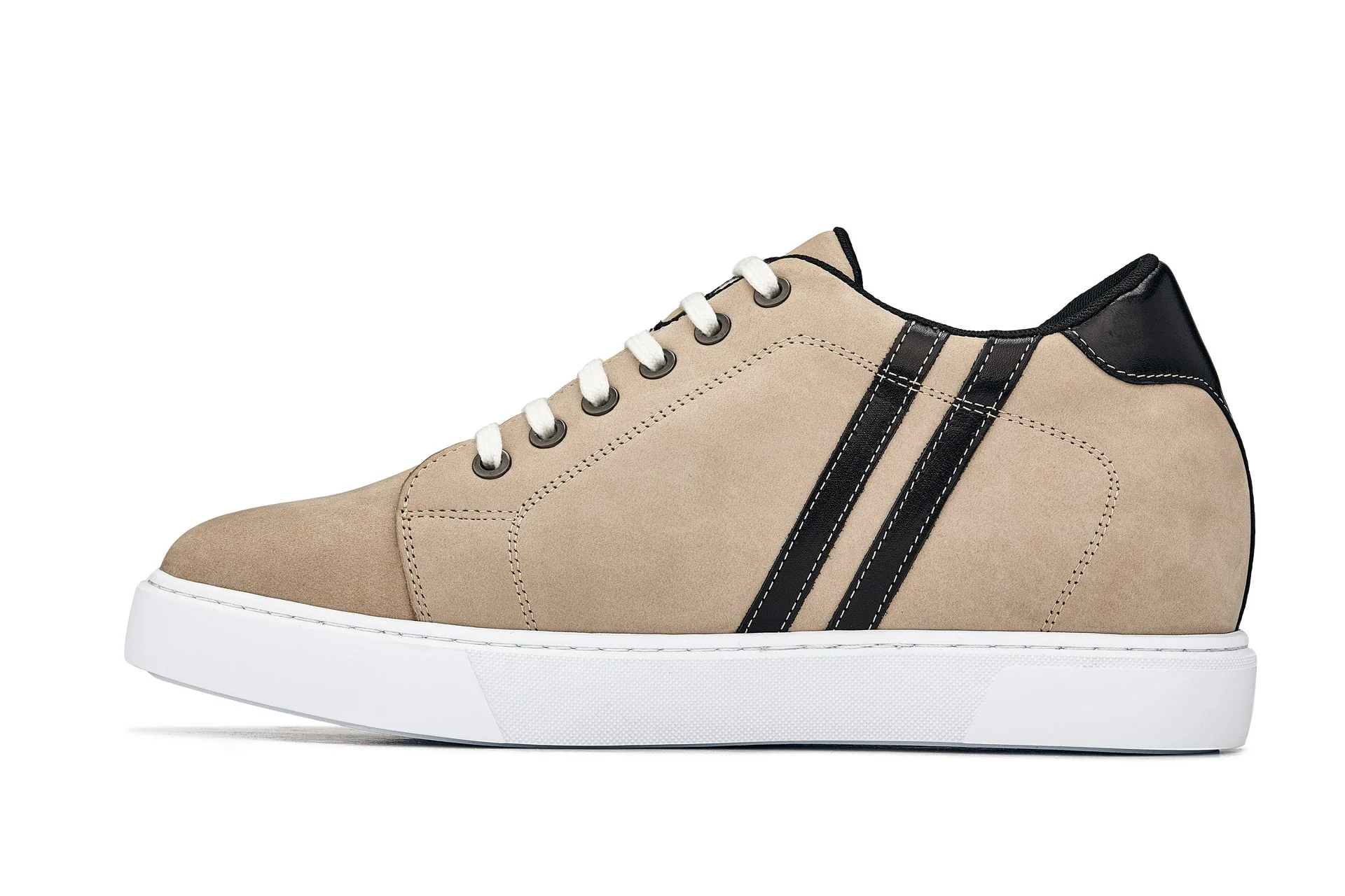 K1552 - 2.8 Inches Taller (Taupe) - Lace Up Casual Men's Sneakers - Image 3